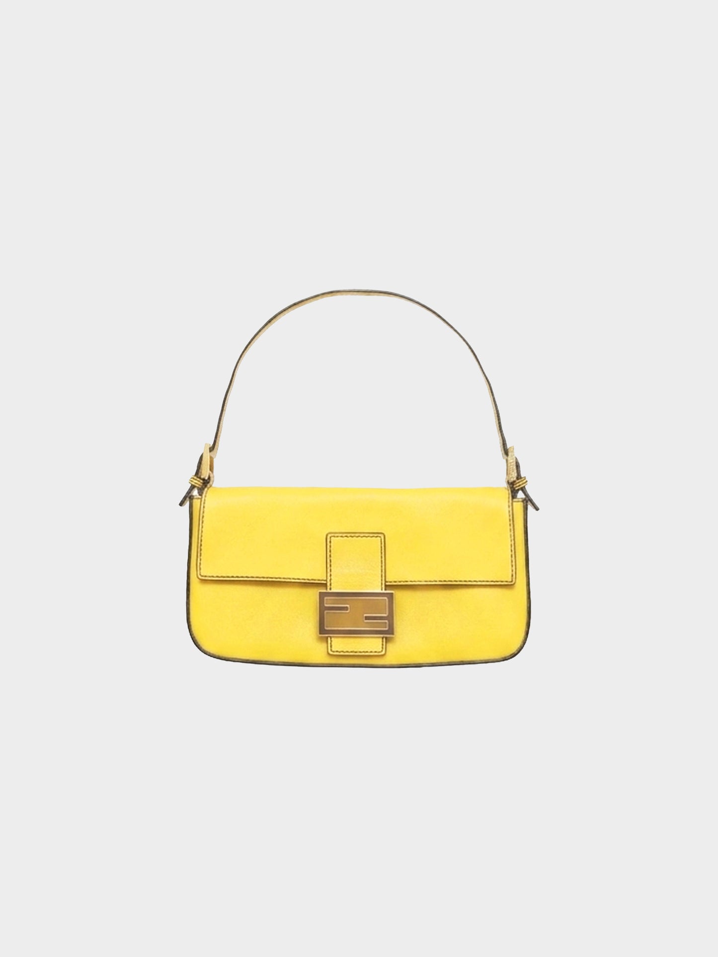 Fendi 2013 Yellow Leather Enameled FF Logo Baguette