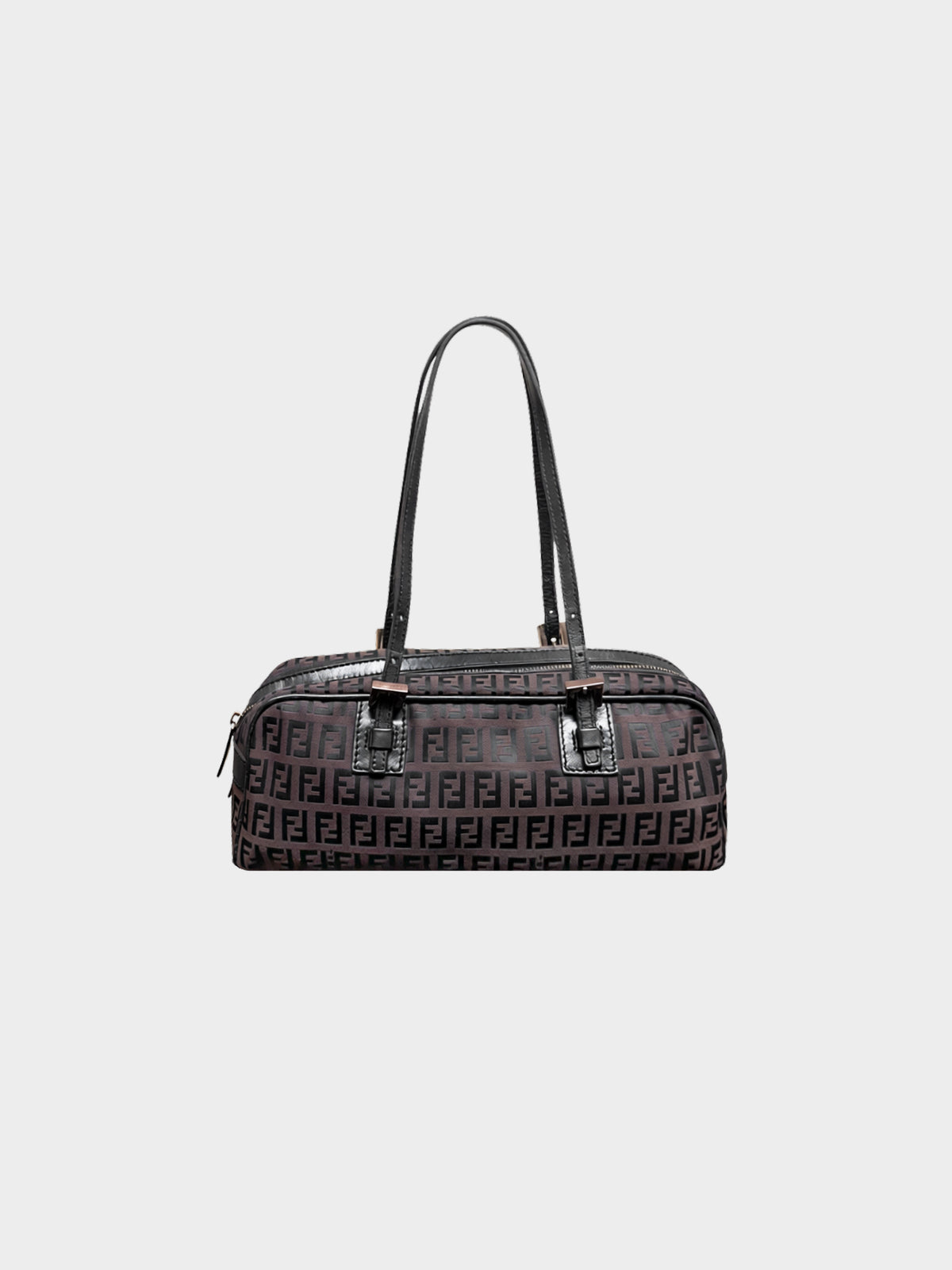 Fendi 2000s Brown Canvas and Leather Zucchino Bowler Bag