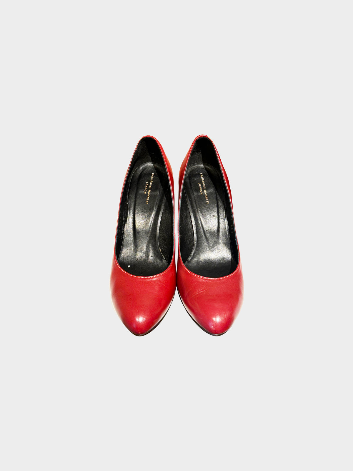 Katharine Hamnett 2000s Red Leather Union Jack Motif Wedge Pumps