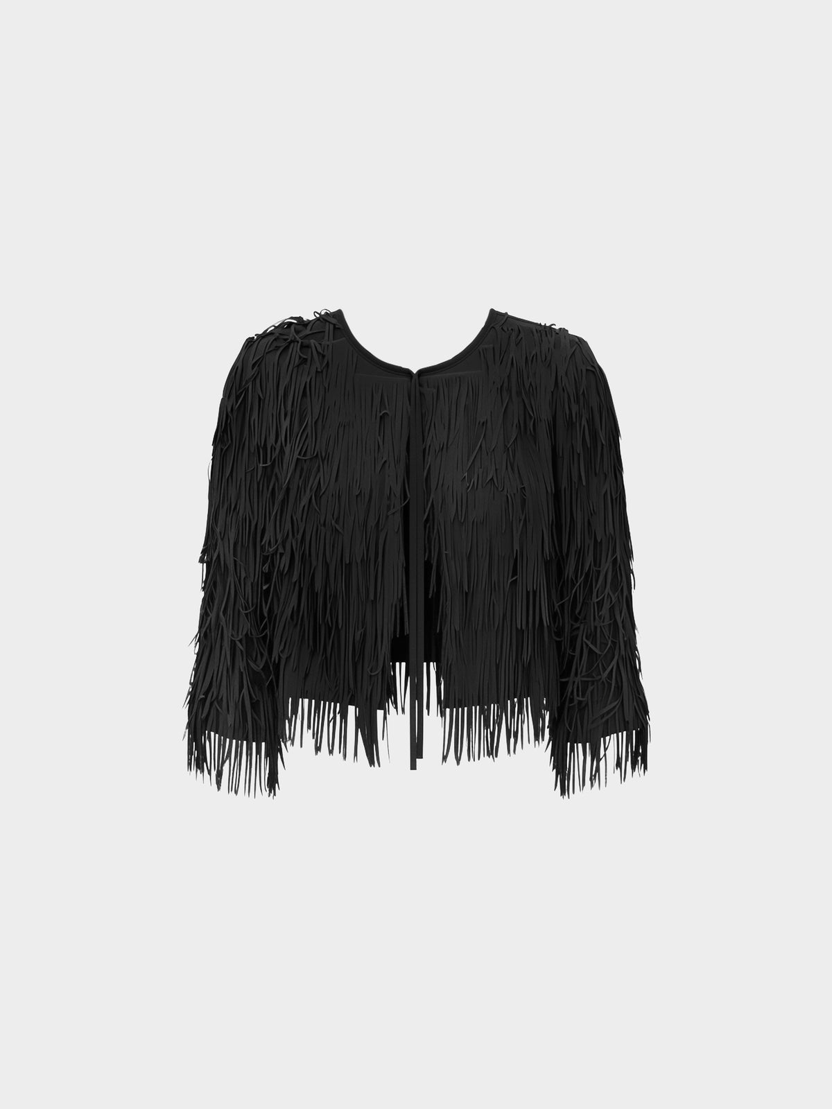 Roberto Cavalli 2000s Black Chiffon Fringed Jacket