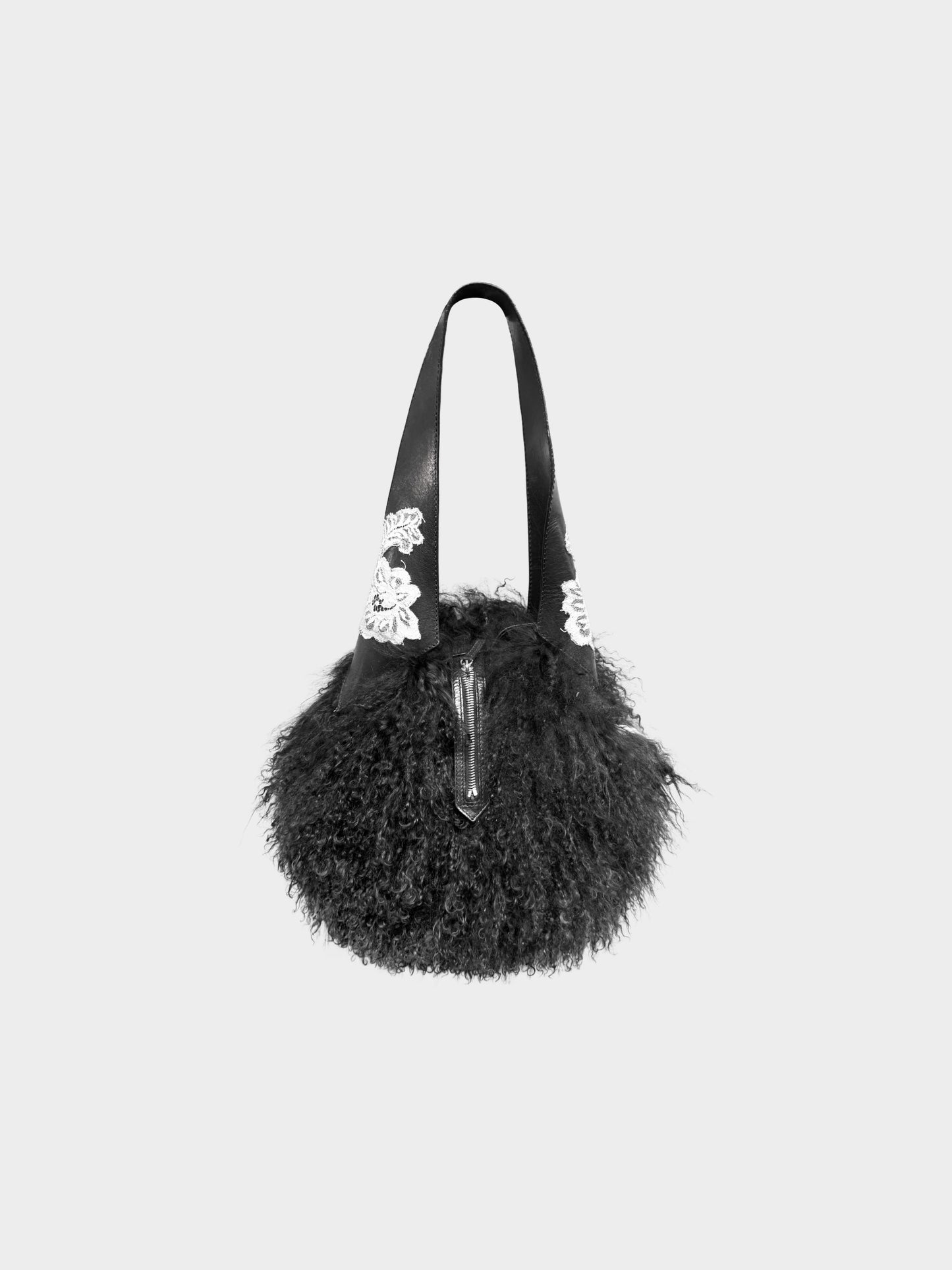 John Galliano 2000s Black Mongolian Fur Bag