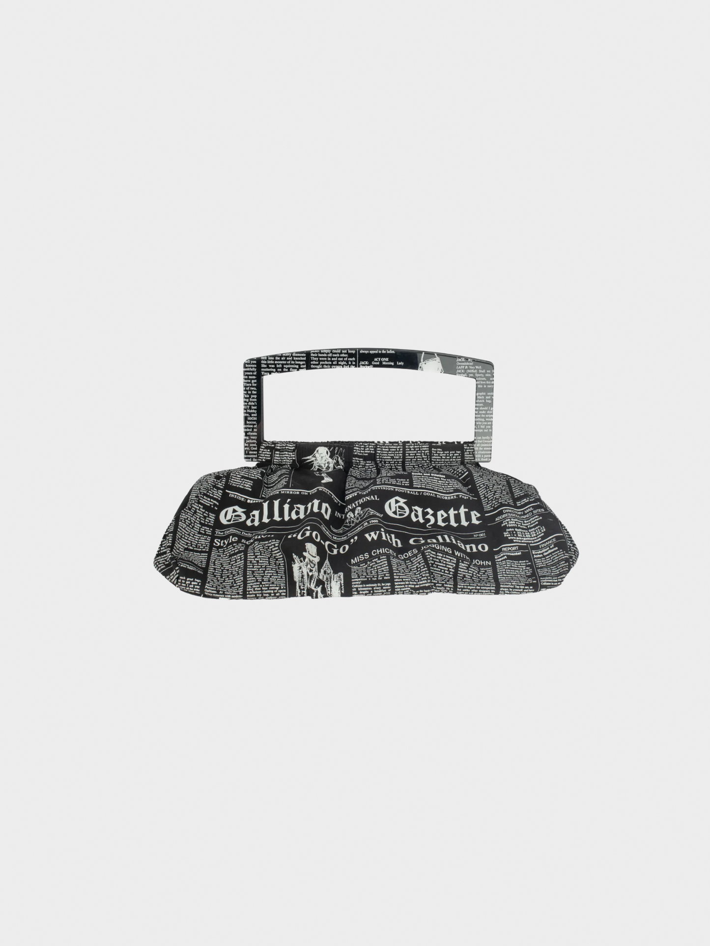 John Galliano 2000s Newspaper Print Top Handle Bag