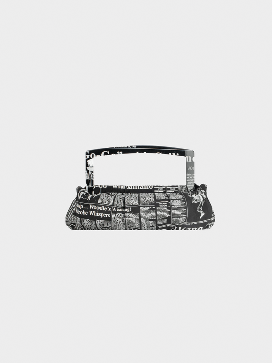 John Galliano 2000s Newspaper Print Top Handle Bag
