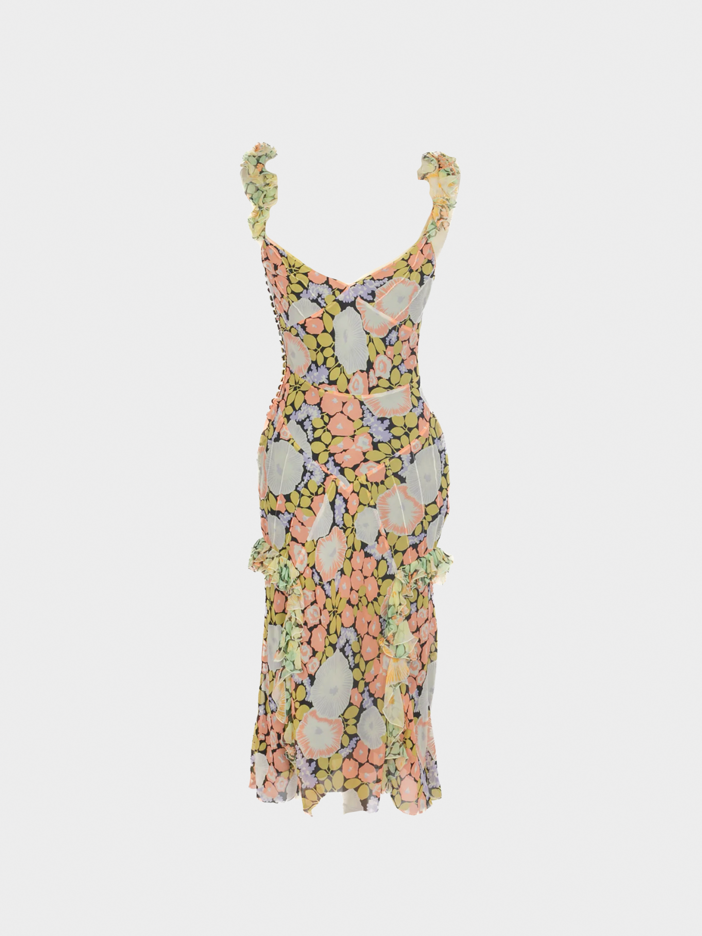 John Galliano 1990s Floral Multicoloured Silk Dress