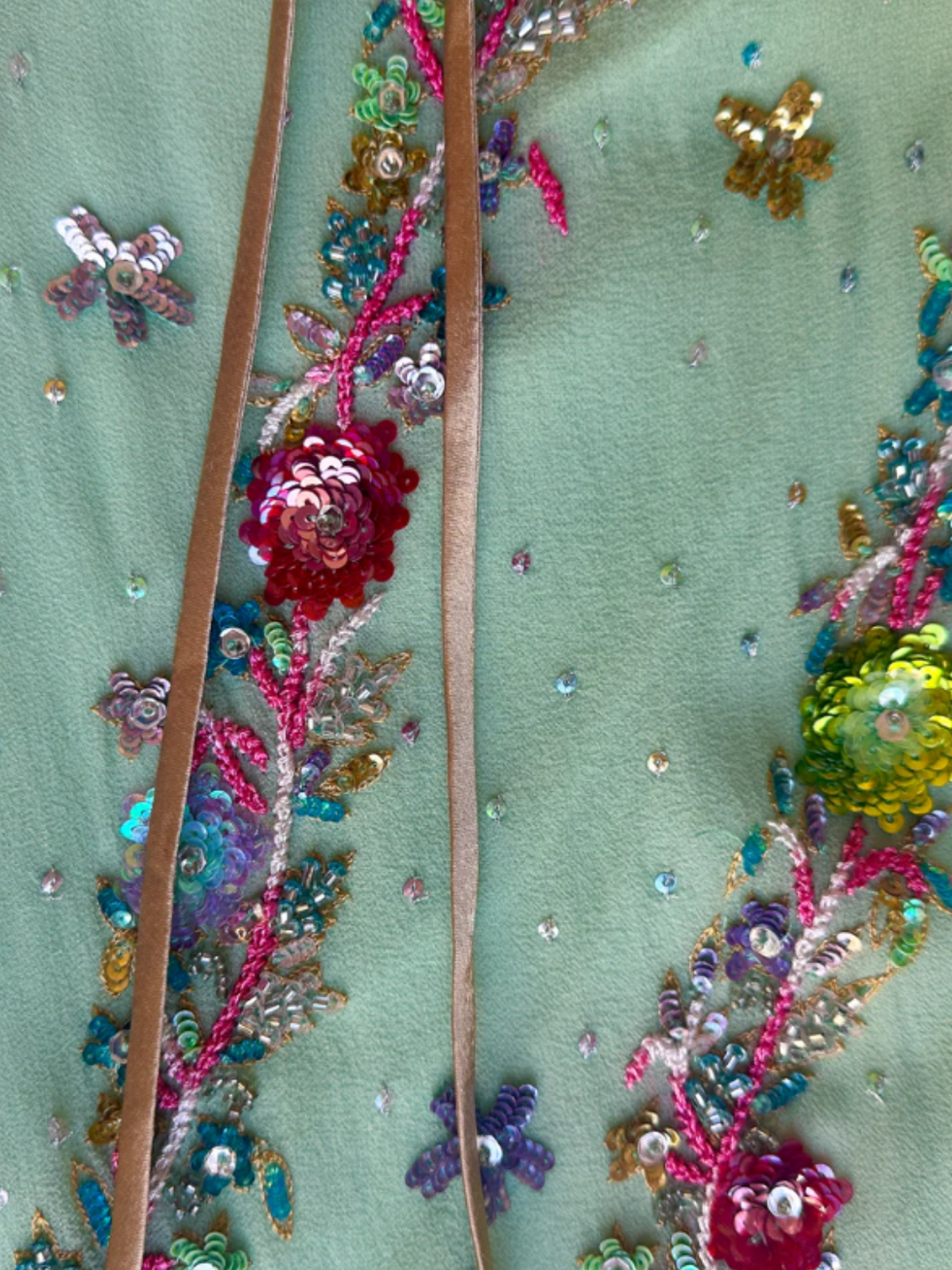 John Galliano SS 2005 Green Floral Embroidered Dress
