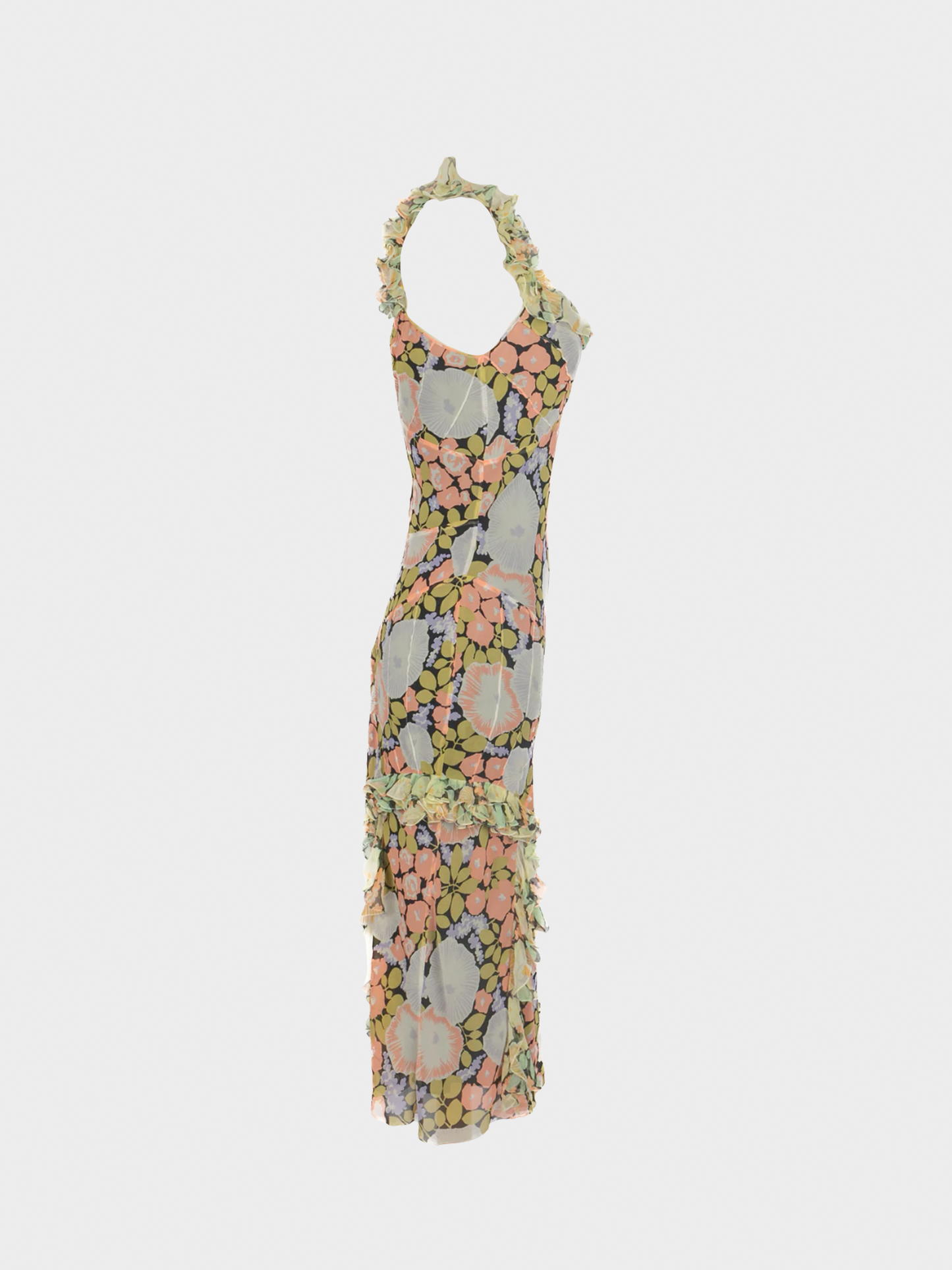 John Galliano 1990s Floral Multicoloured Silk Dress