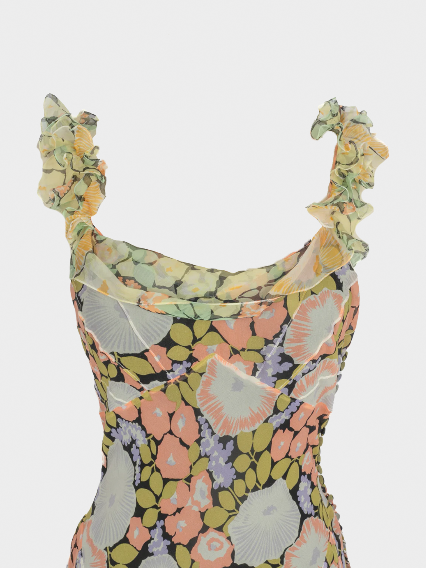 John Galliano 1990s Floral Multicoloured Silk Dress