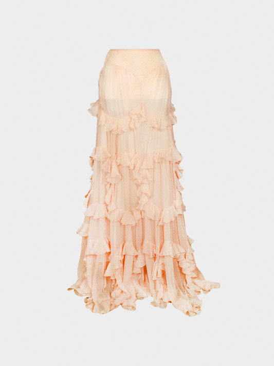 John Galliano 1990s Pink Muslin Maxi Skirt