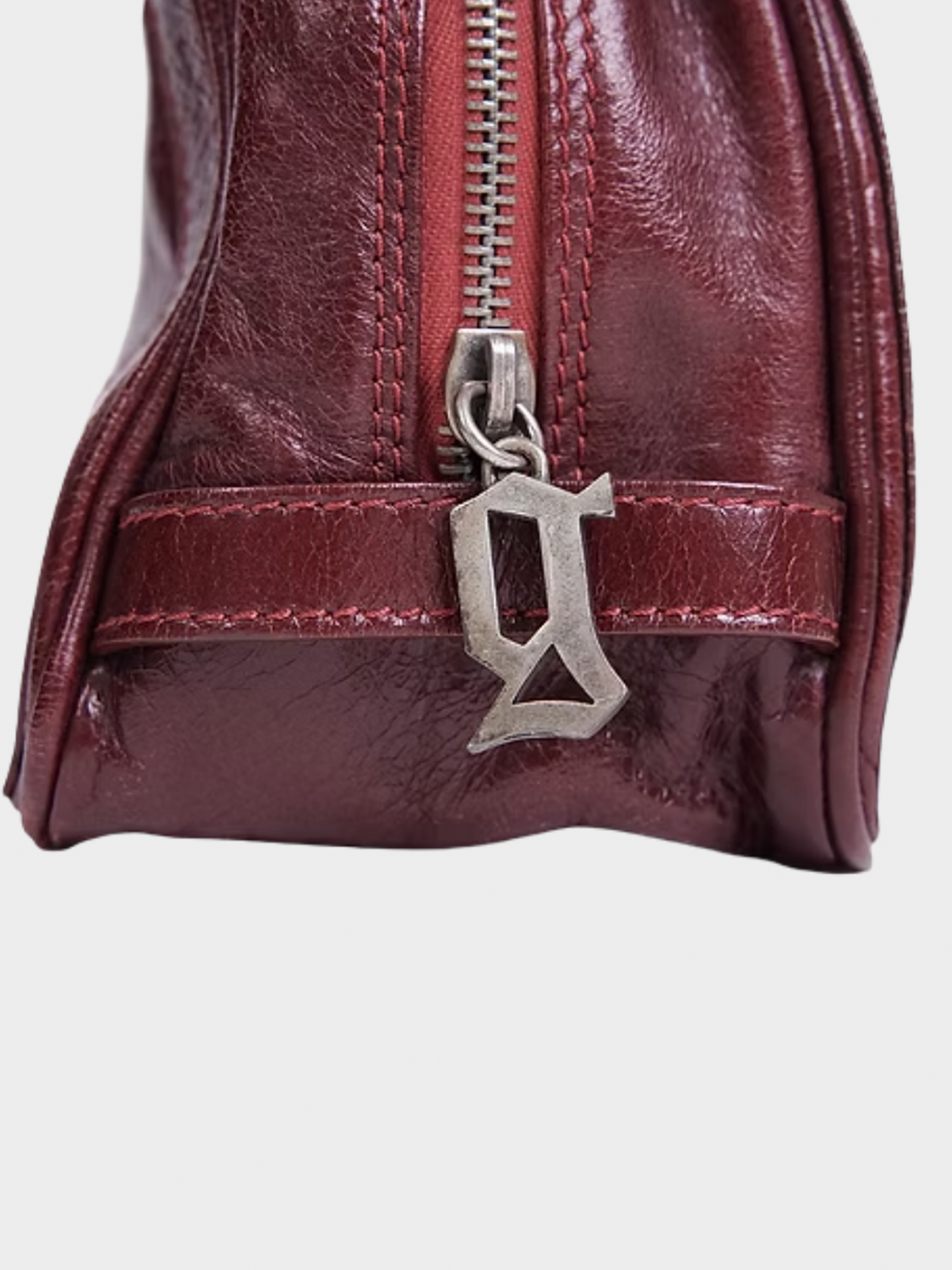 John Galliano 1990s Burgundy Mini Leather Bag