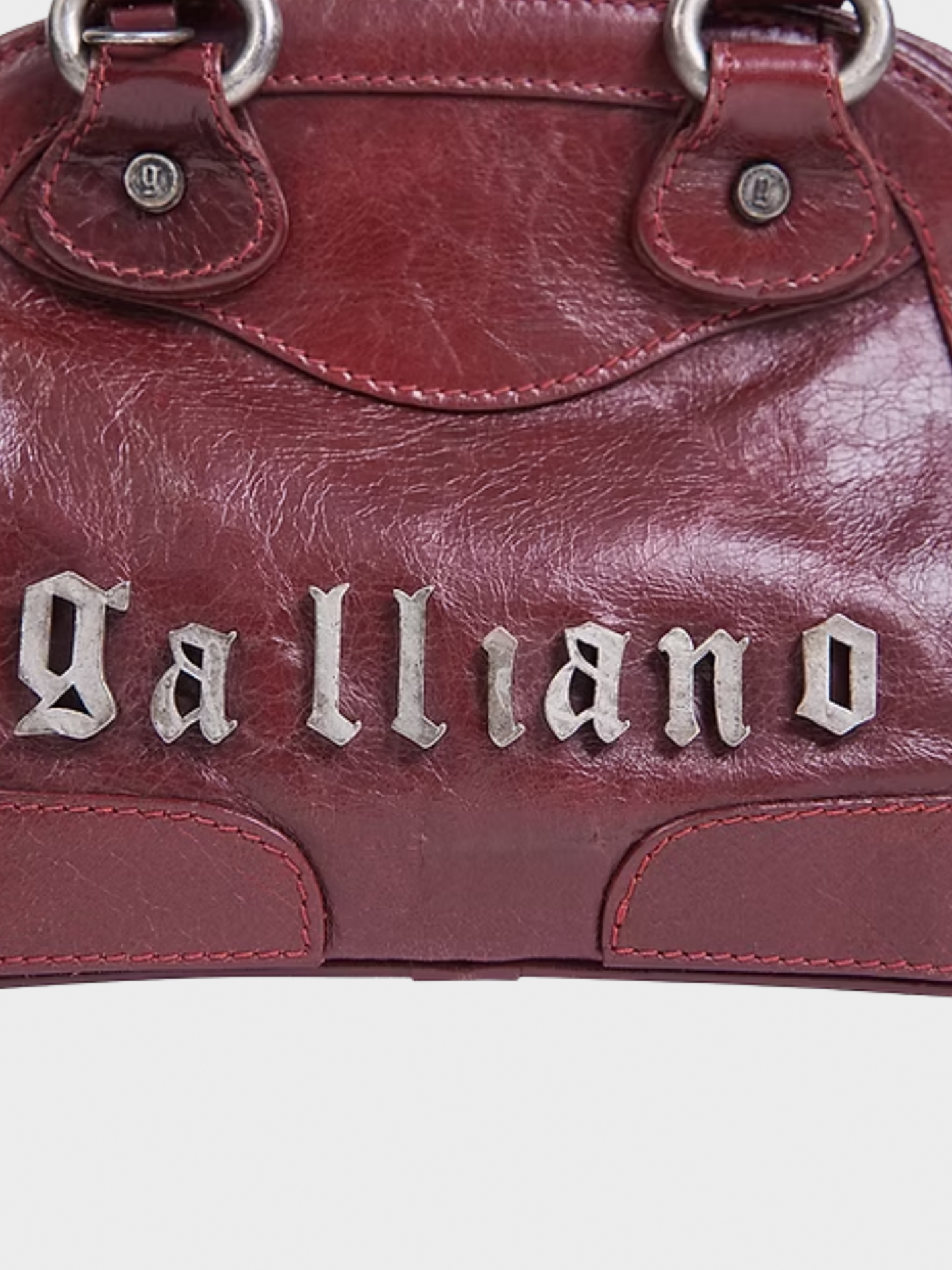 John Galliano 1990s Burgundy Mini Leather Bag