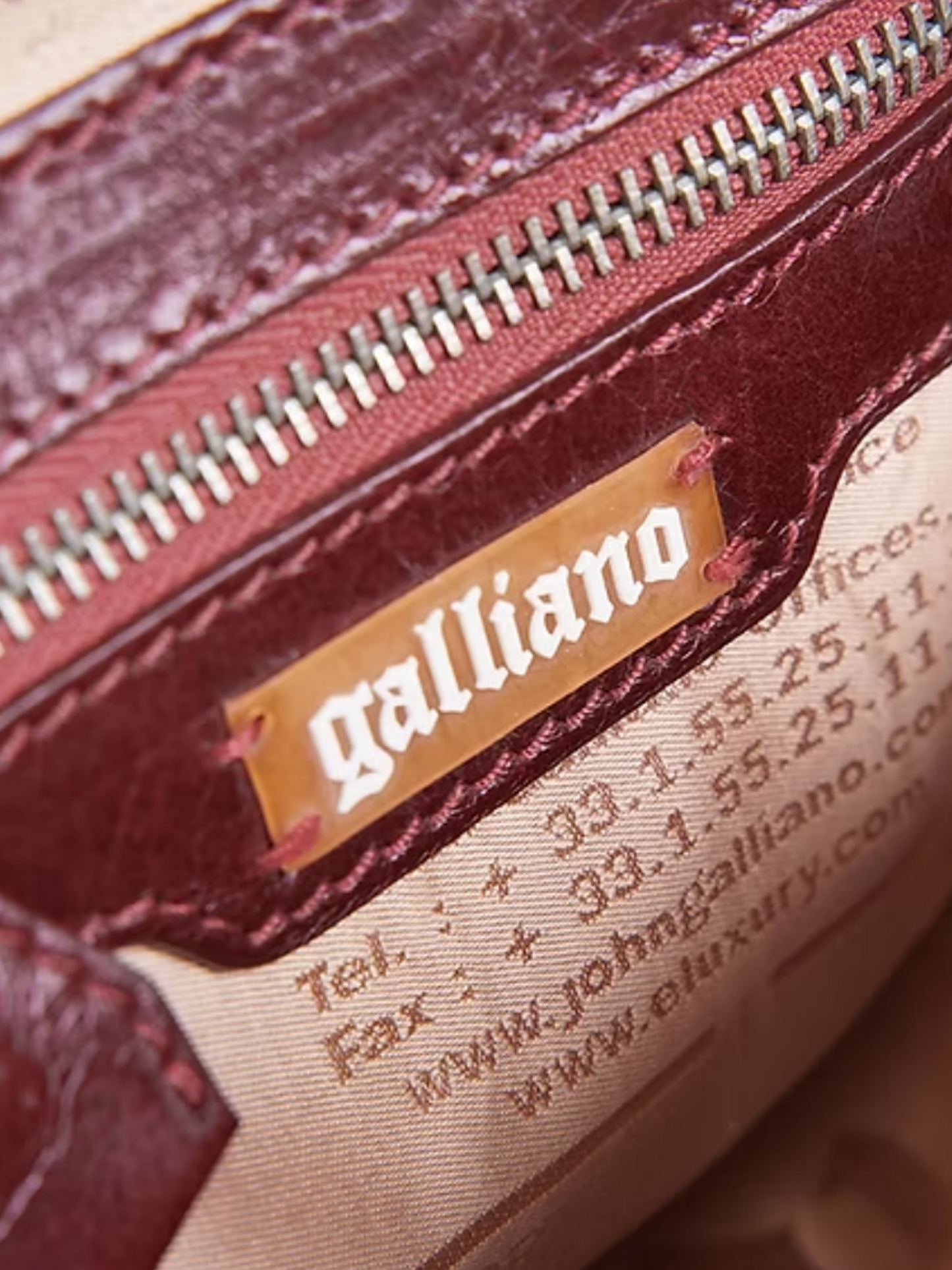 John Galliano 1990s Burgundy Mini Leather Bag