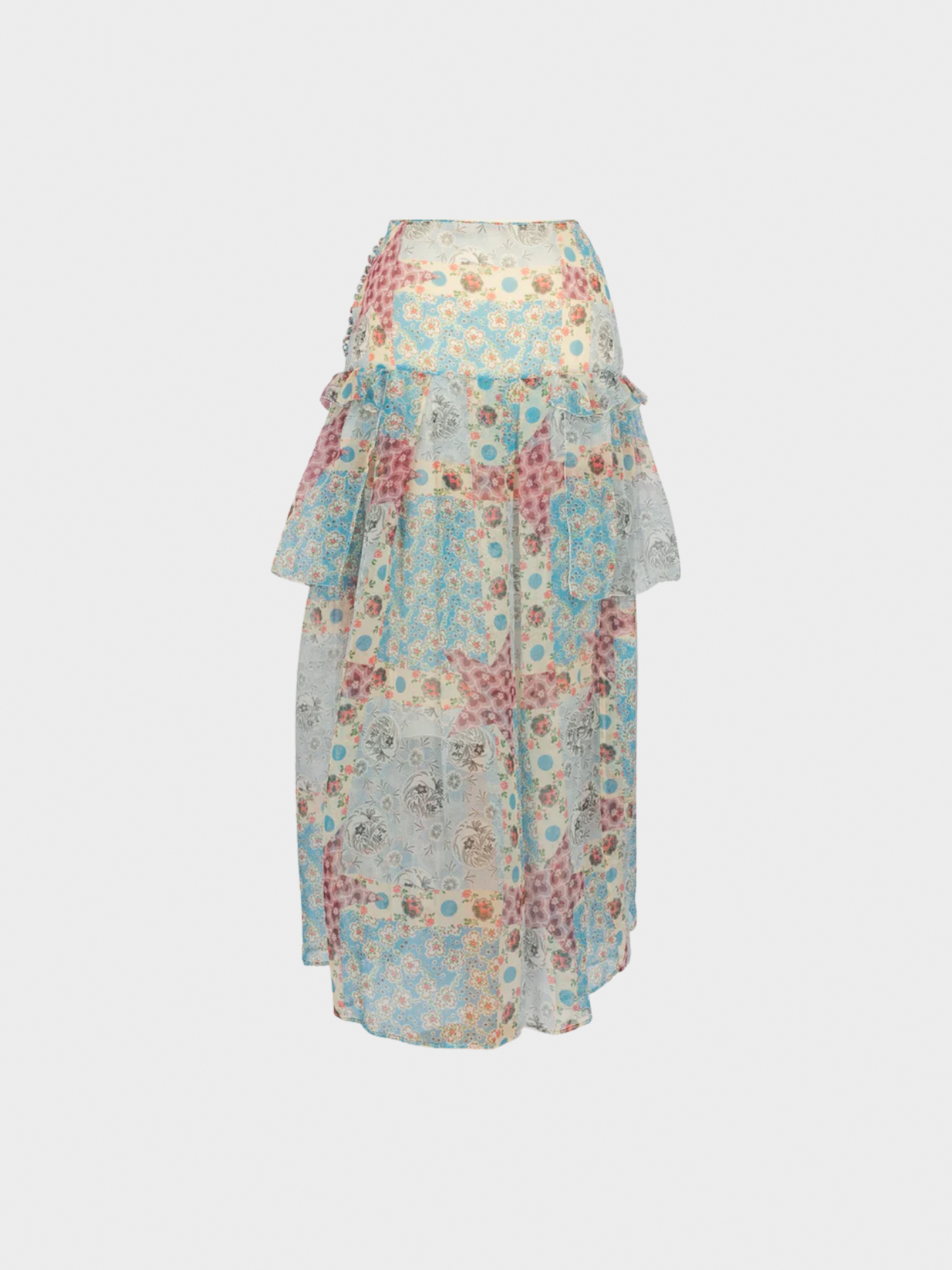 John Galliano 2002 Floral Silk Maxi Skirt