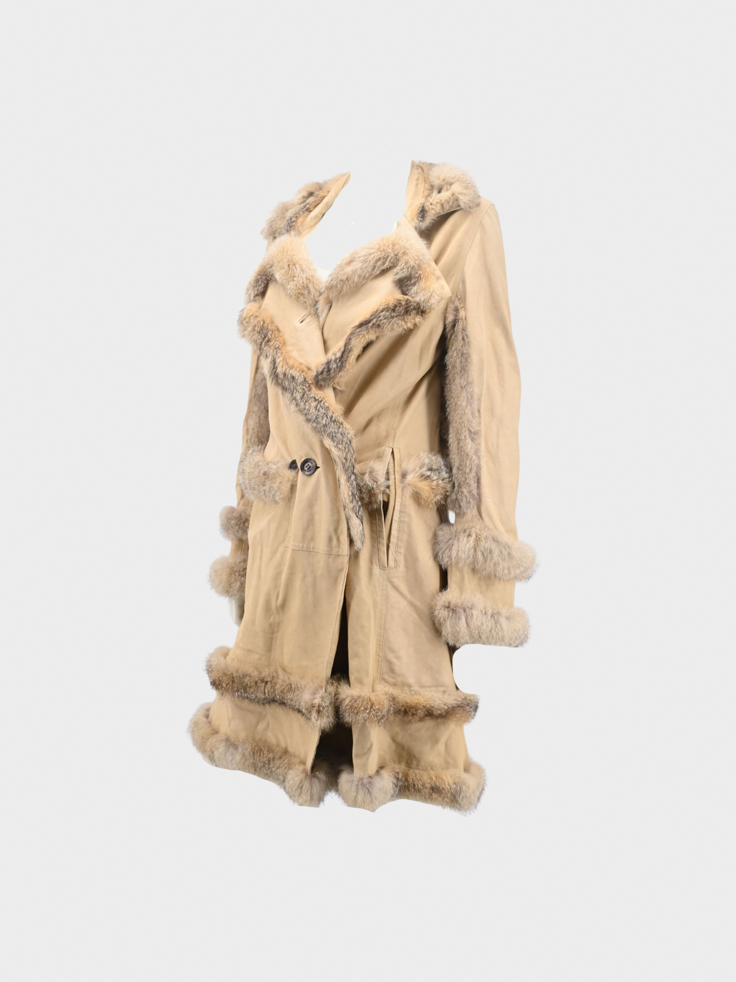 John Galliano AW 2006-2007 Beige Lambskin Leather Coat Dress