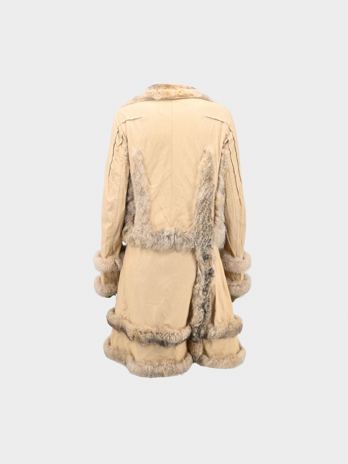 John Galliano AW 2006-2007 Beige Lambskin Leather Coat Dress