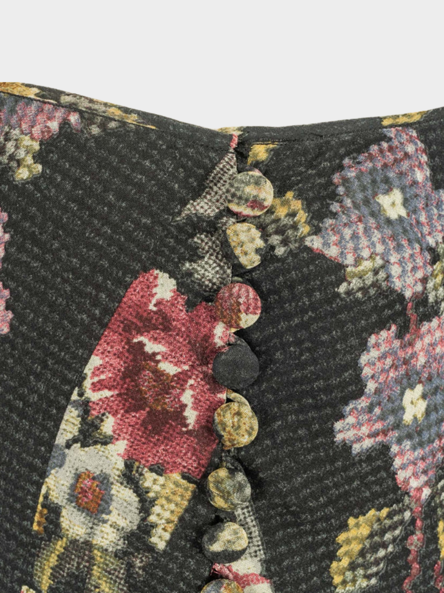 John Galliano FW 2004 Black Silk Floral Maxi Skirt