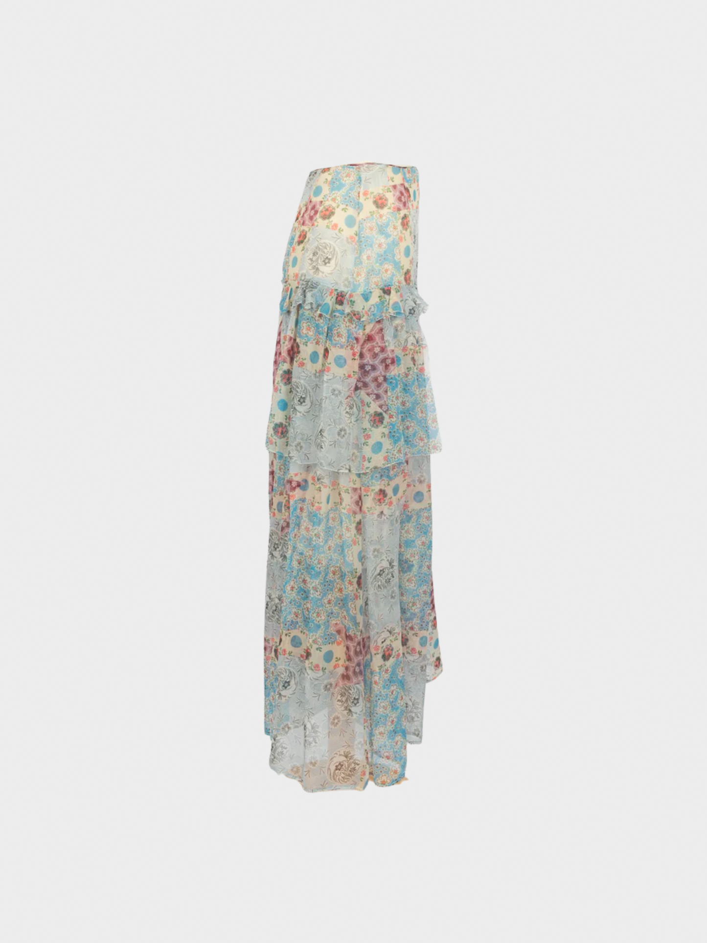 John Galliano 2002 Floral Silk Maxi Skirt