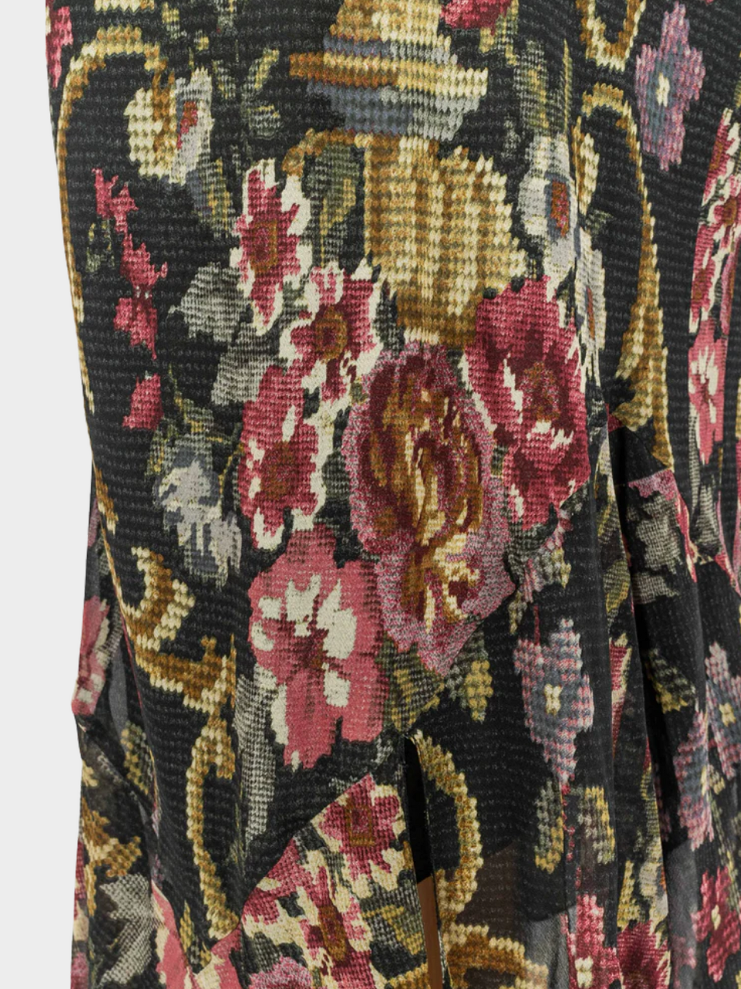 John Galliano FW 2004 Black Silk Floral Maxi Skirt