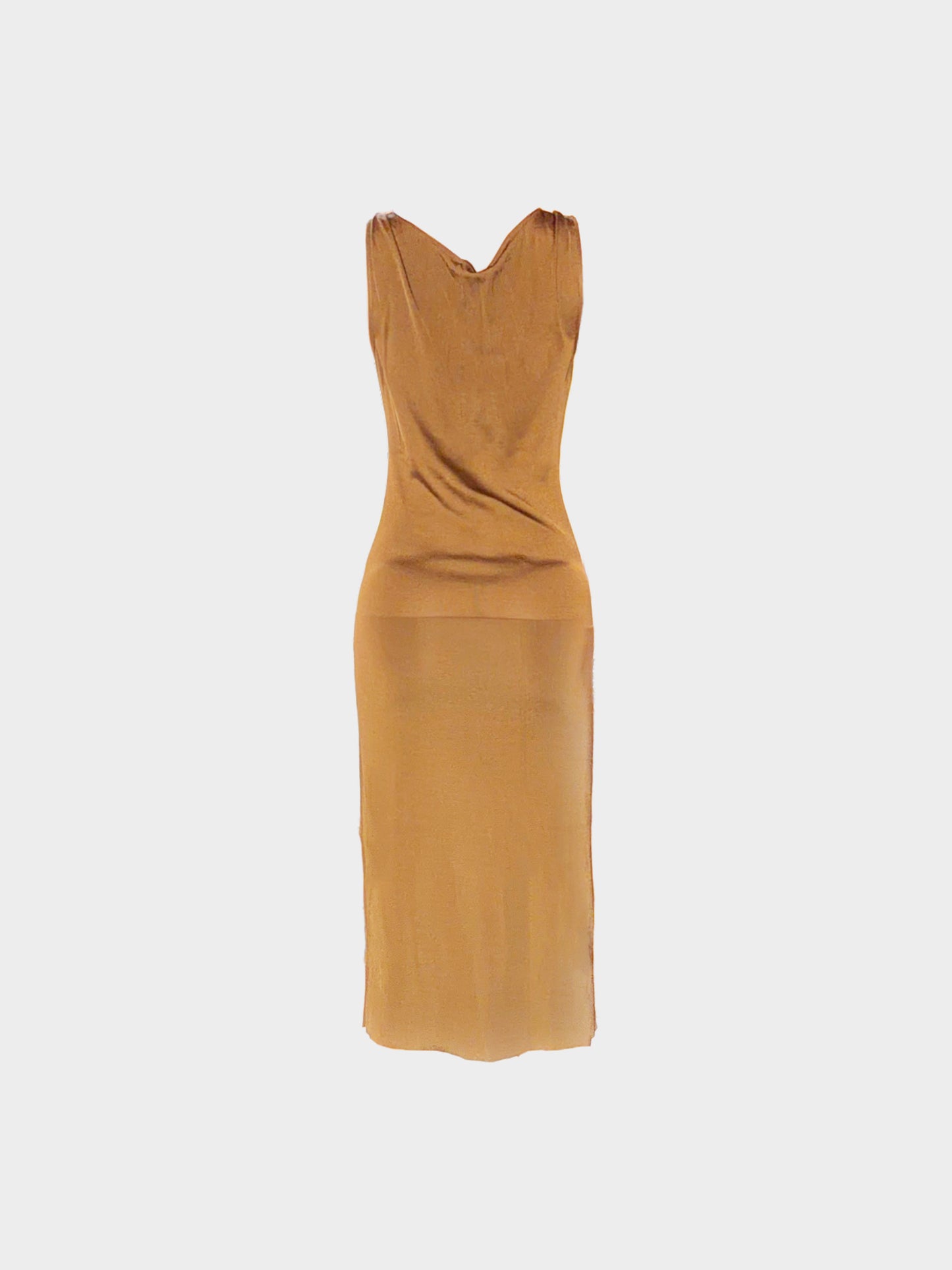 Gucci 2012 Bronze Viscose Sleeveless Knitted Dress