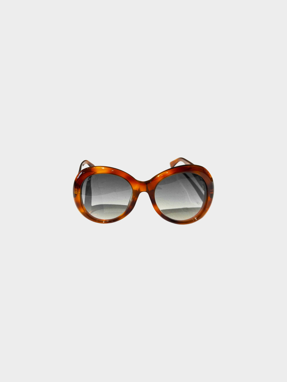 Gucci 2010s Brown Tortoise Havana Round Sunglasses