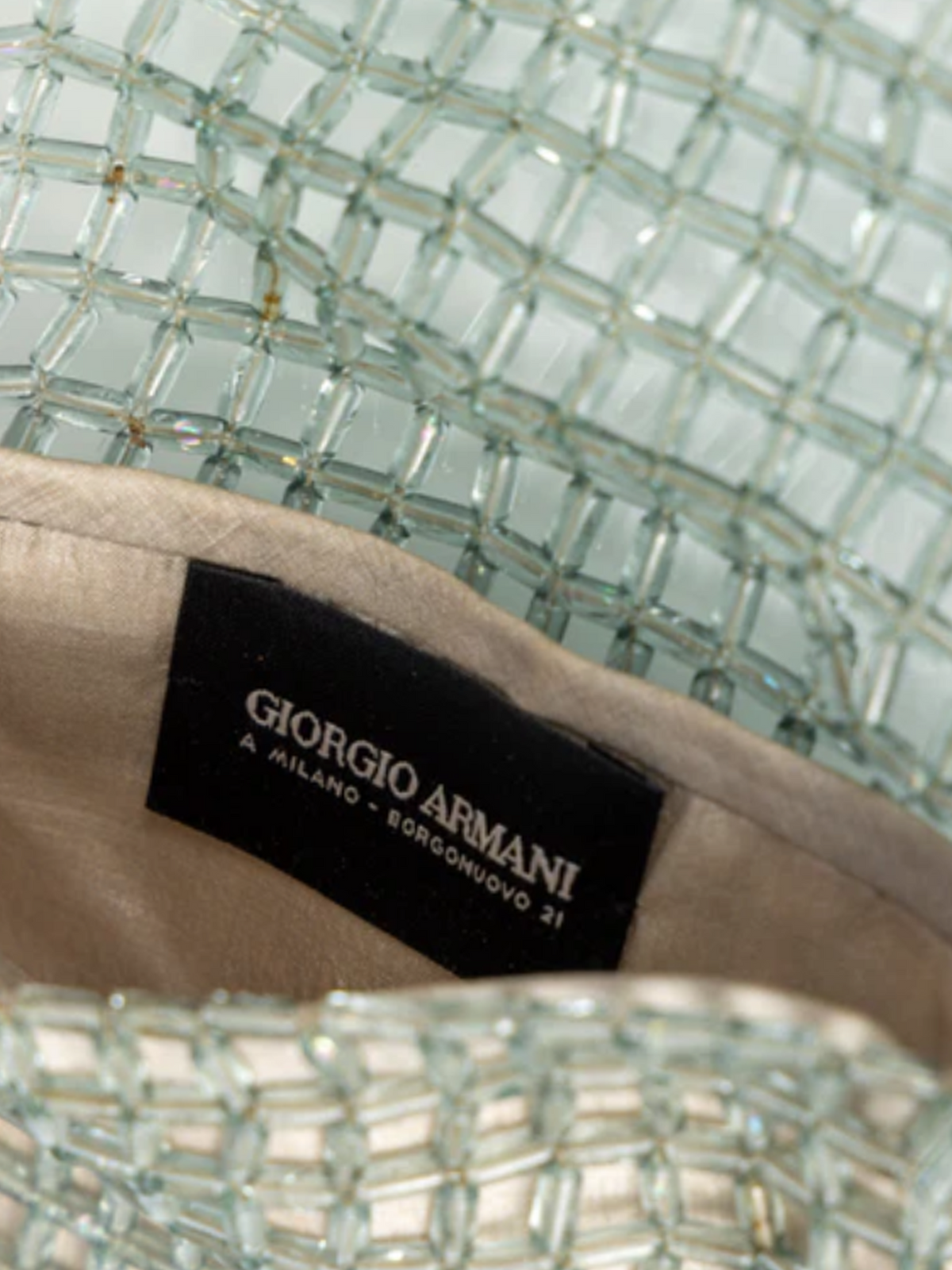Giorgio Armani 1990s Pale Blue Glass Beaded Shoulder Bag