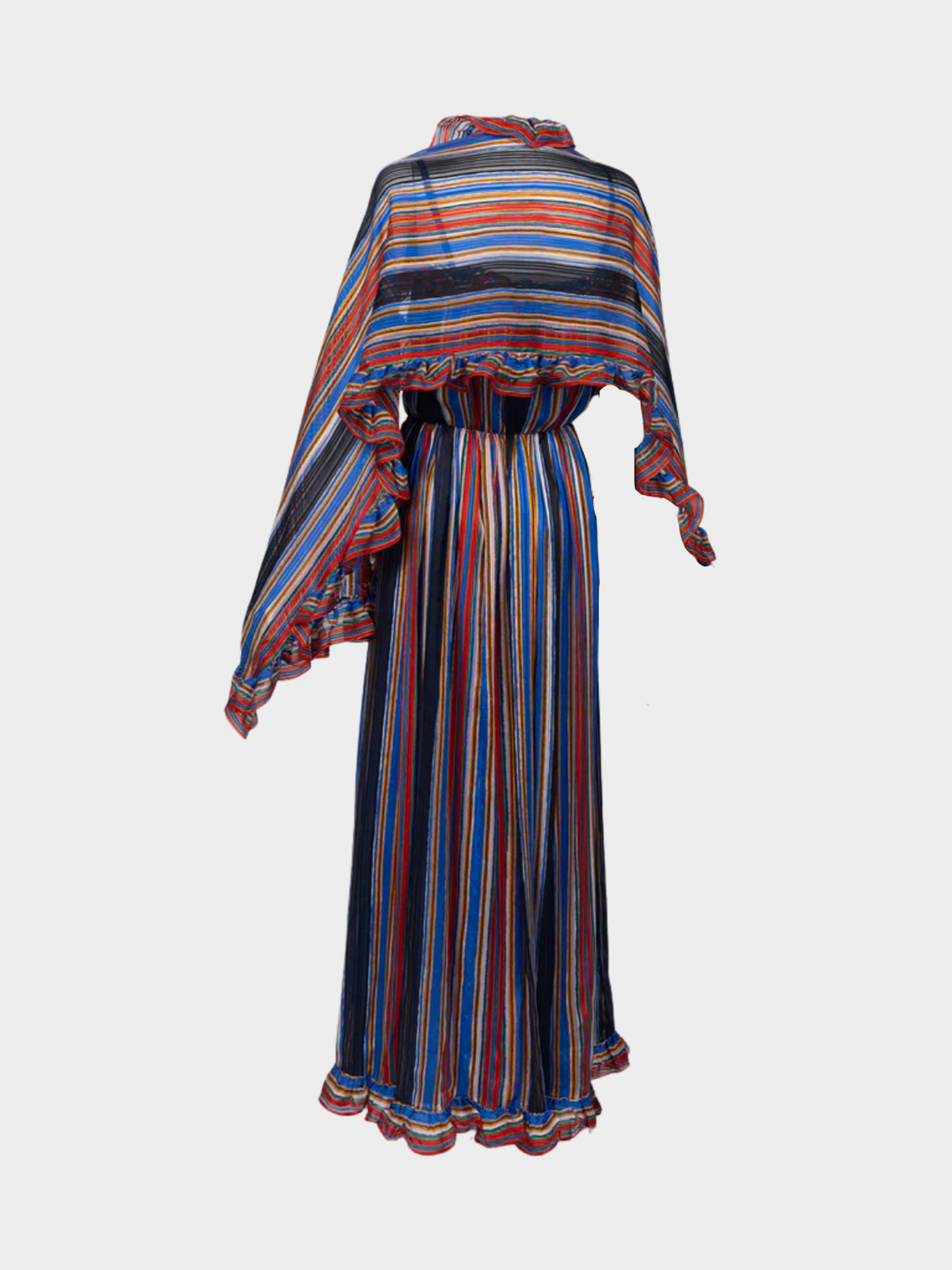 Givenchy 1970s Rainbow Stripe Silk Maxi Dress and Shawl Set