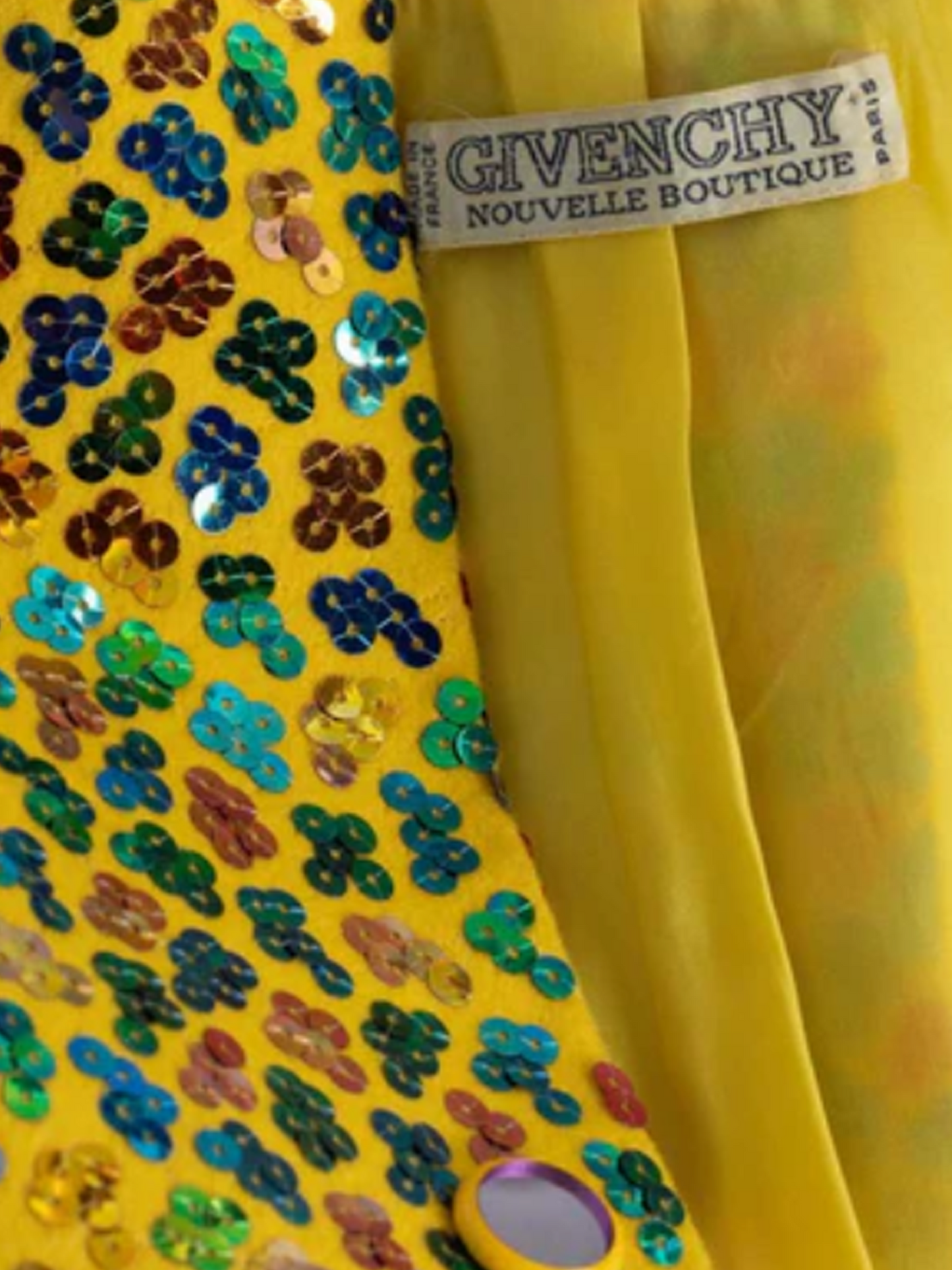 Givenchy 1980s Yellow Wool Multicoloured Sequin Jacket