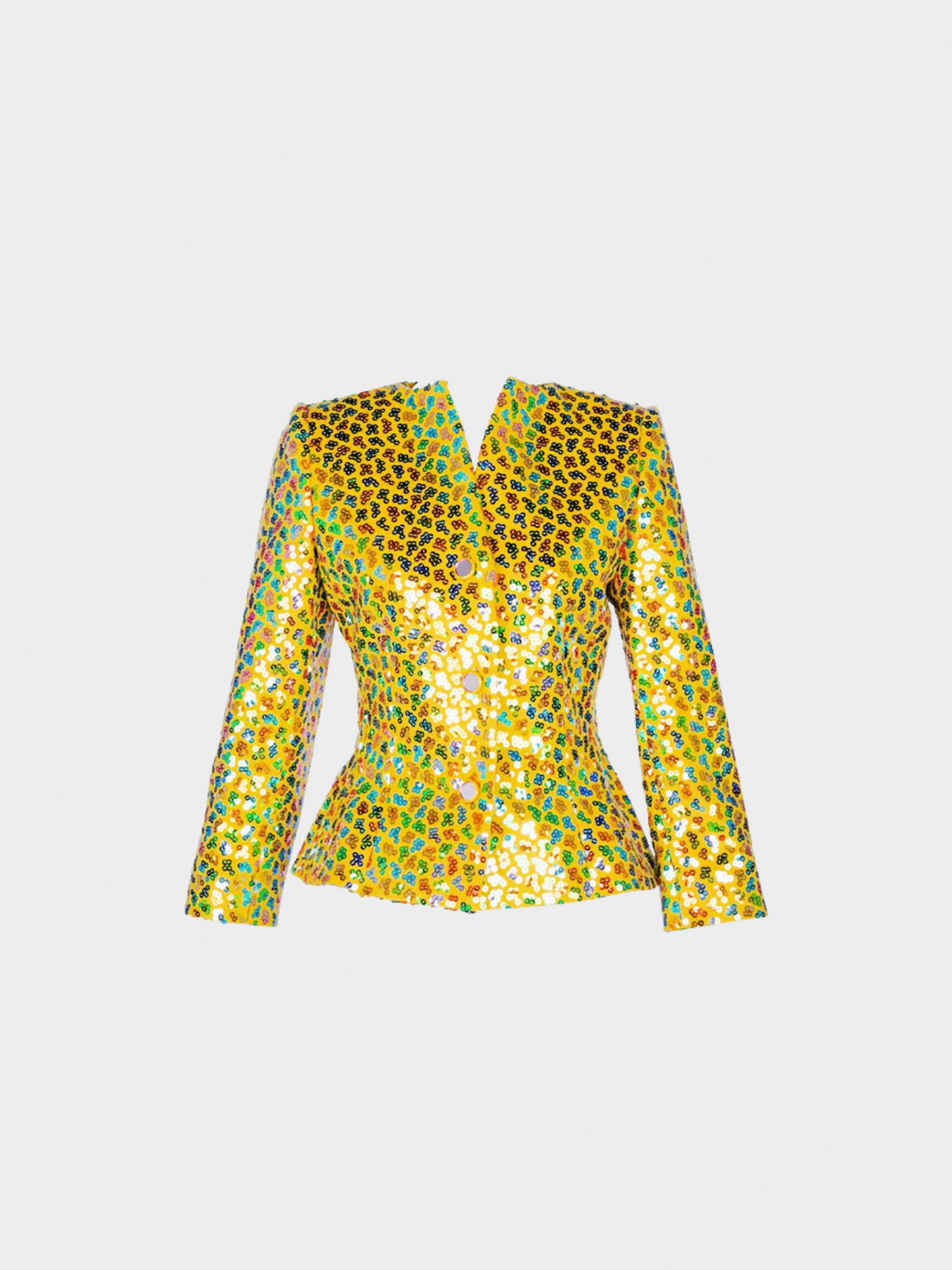 Givenchy 1980s Yellow Wool Multicoloured Sequin Jacket