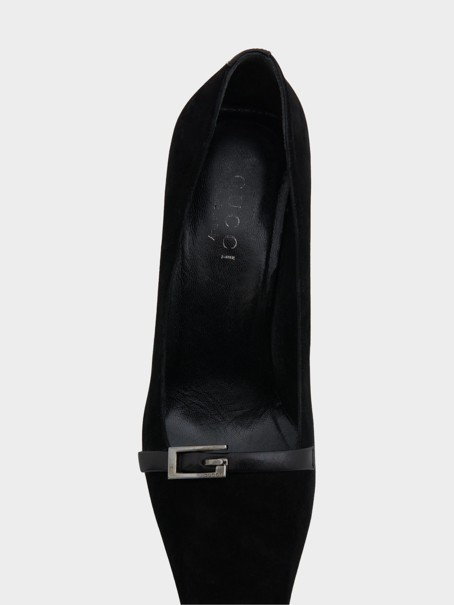 Gucci by Tom Ford SS 1998 Black GG Pointed Toe Kitten Heels