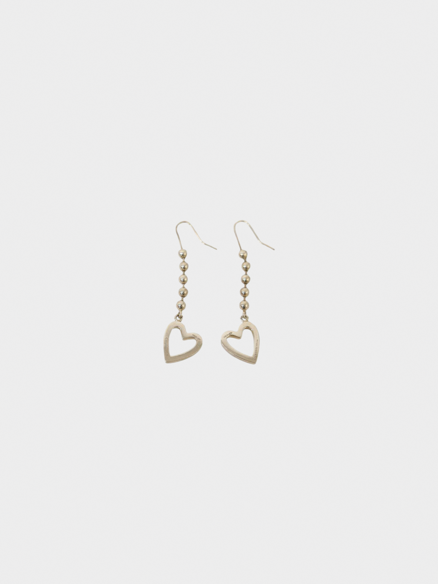 Gucci 2000s Silver Heart Ball Chain Earrings