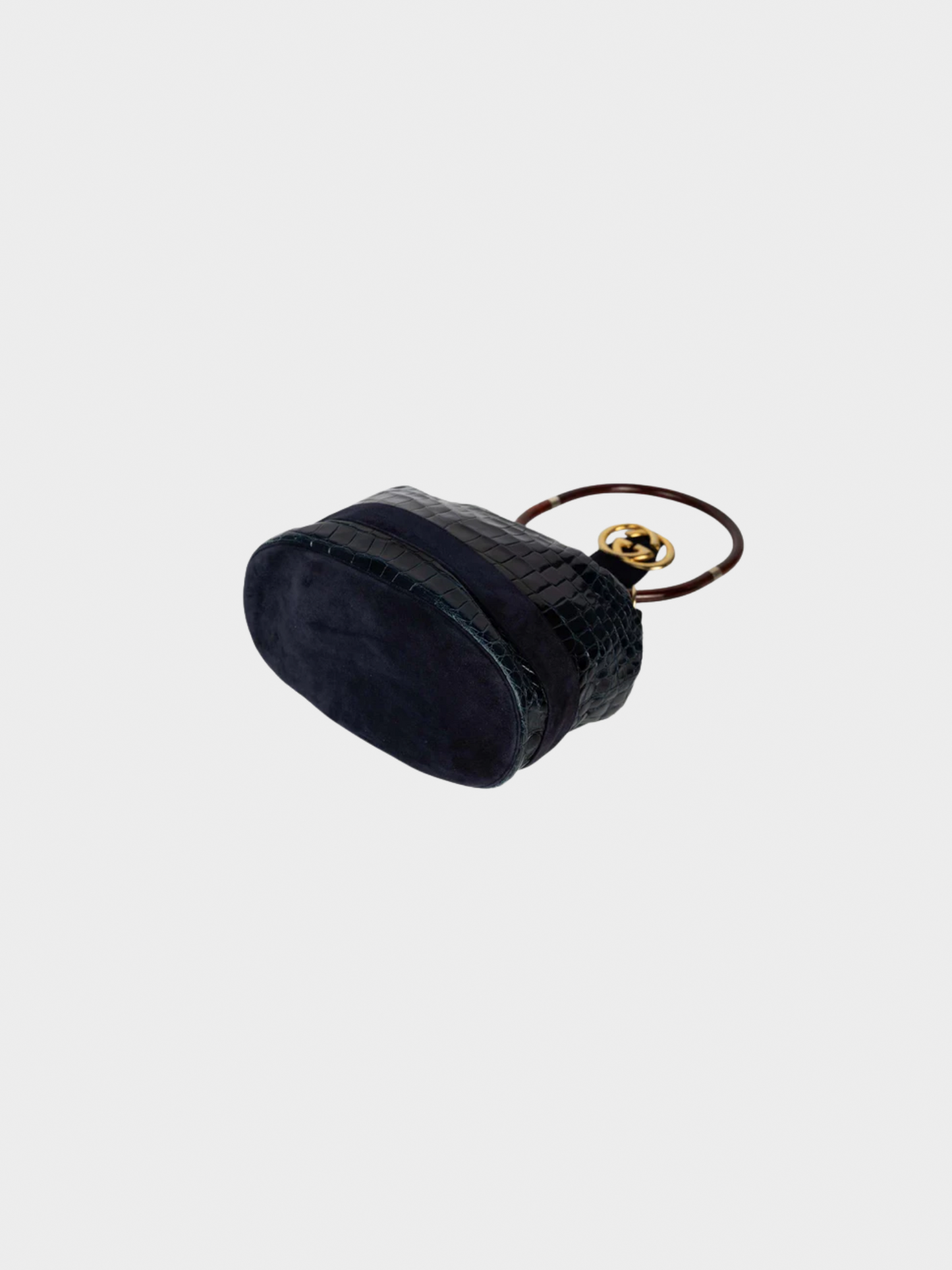 Gucci 1978 Crocodile and Suede Ring Bag with Lucite Handle