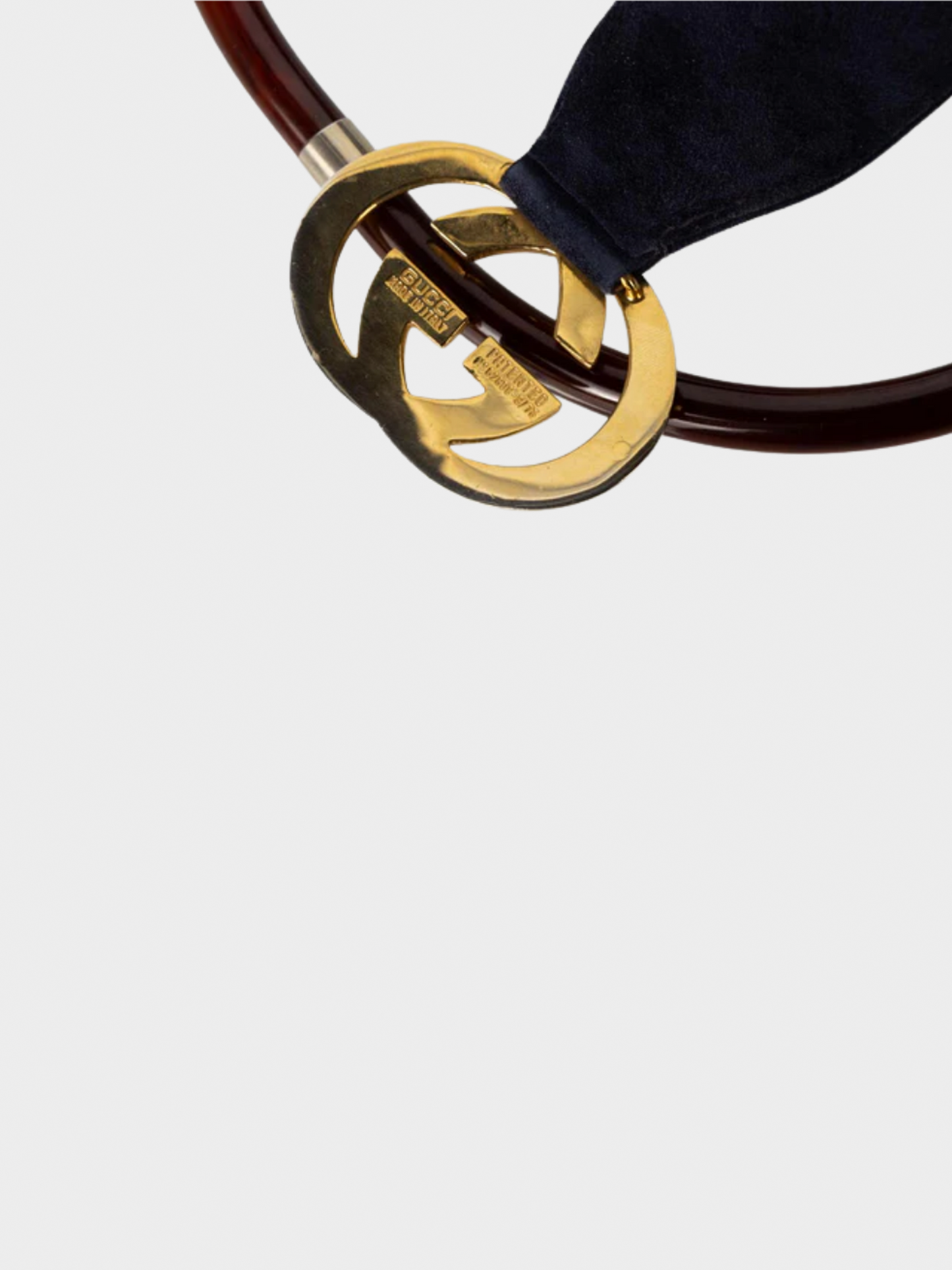 Gucci 1978 Crocodile and Suede Ring Bag with Lucite Handle
