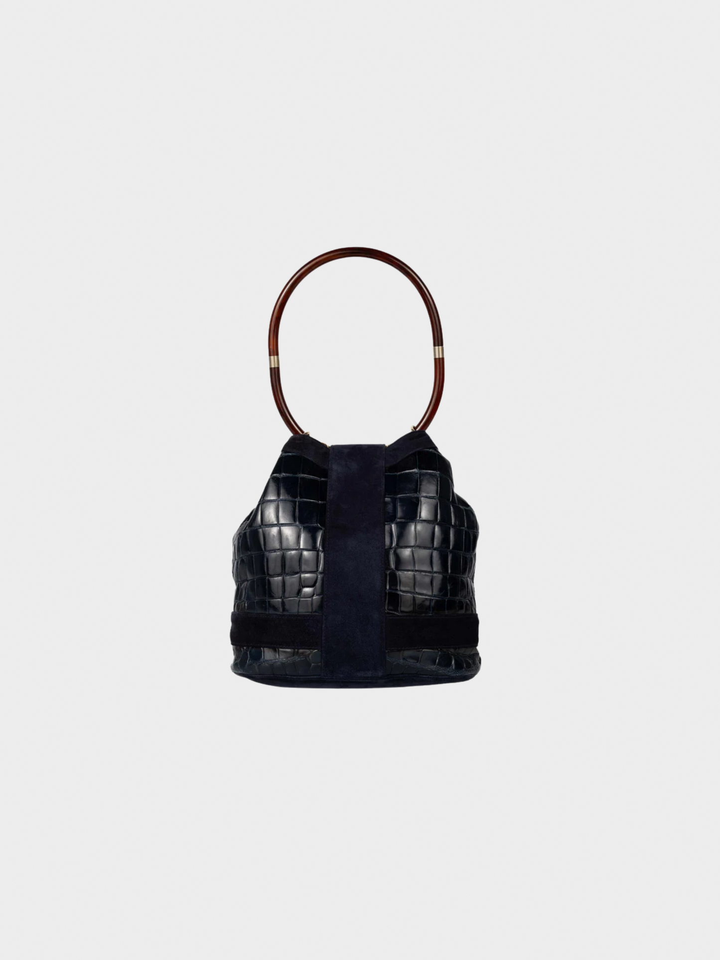 Gucci 1978 Crocodile and Suede Ring Bag with Lucite Handle