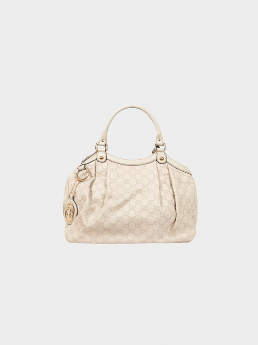 Gucci 2000s Sukey Guccissima Beige Leather Tote