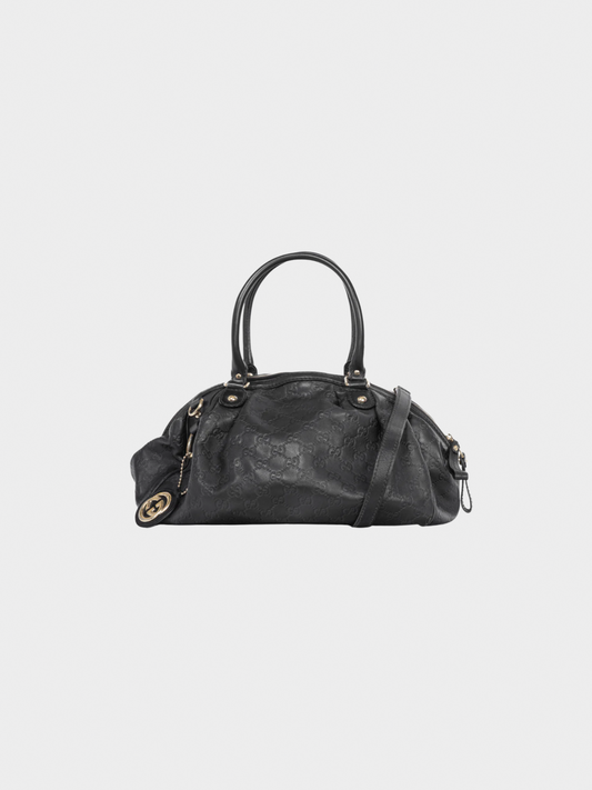 Gucci 2011 Sukey Black Guccissima Leather Boston Bag