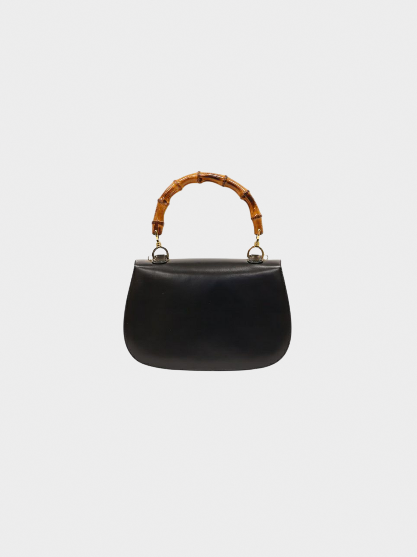 Gucci 1990s Black Bamboo Turn-Lock Two-Way Bag