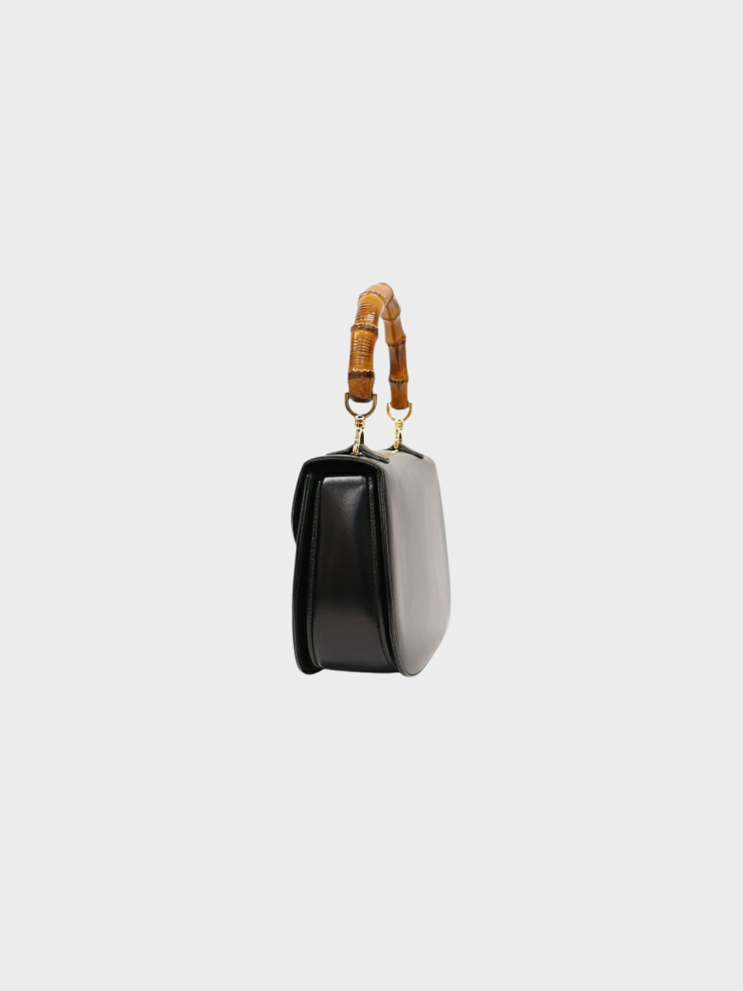 Gucci 1990s Black Bamboo Turn-Lock Two-Way Bag