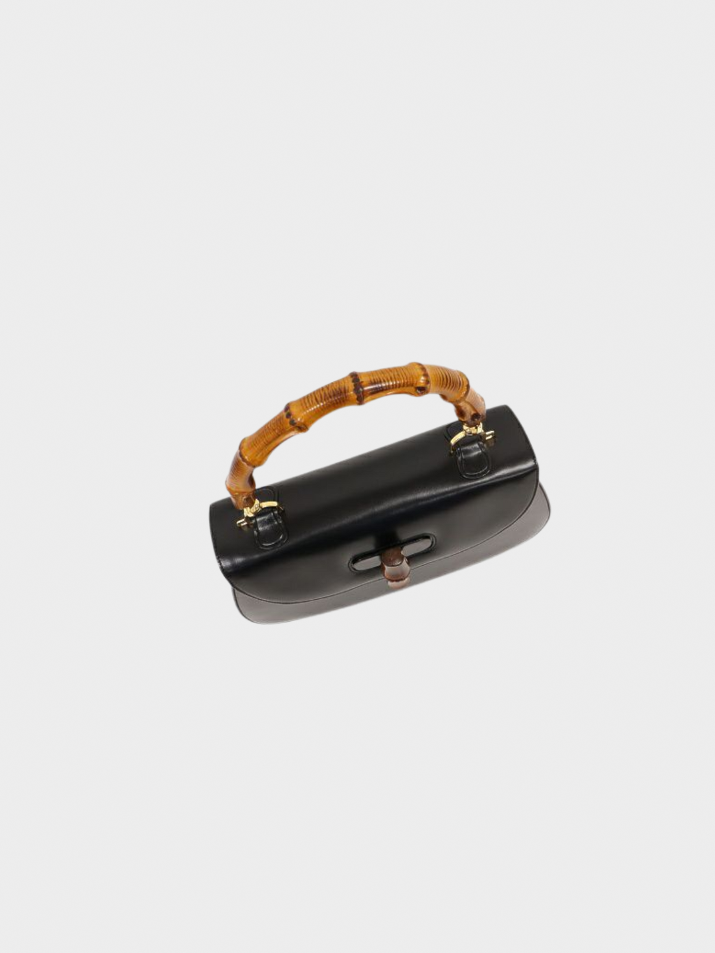 Gucci 1990s Black Bamboo Turn-Lock Two-Way Bag