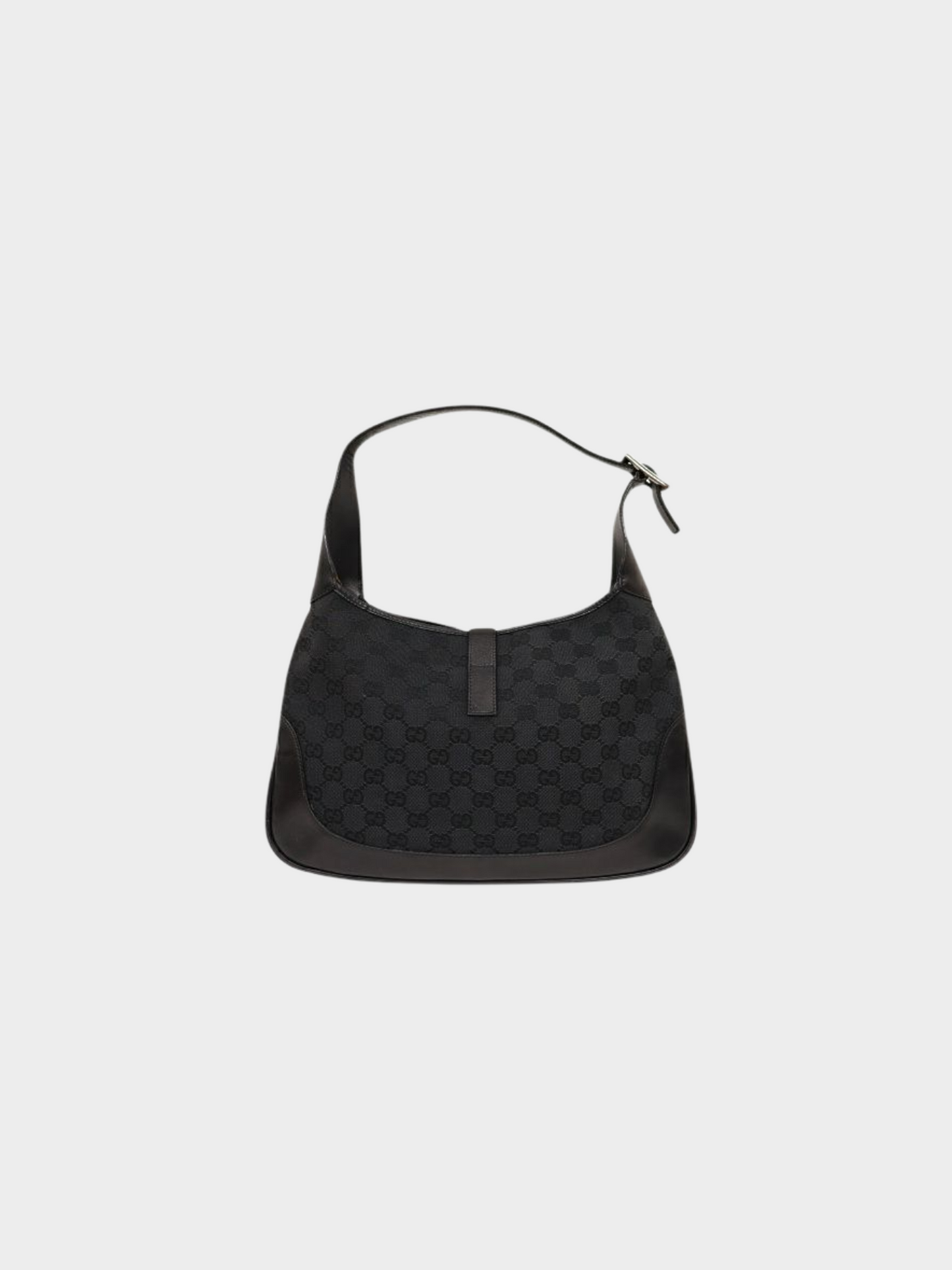 Gucci 2000s Black GG Canvas and Leather Jackie Shoulder Bag