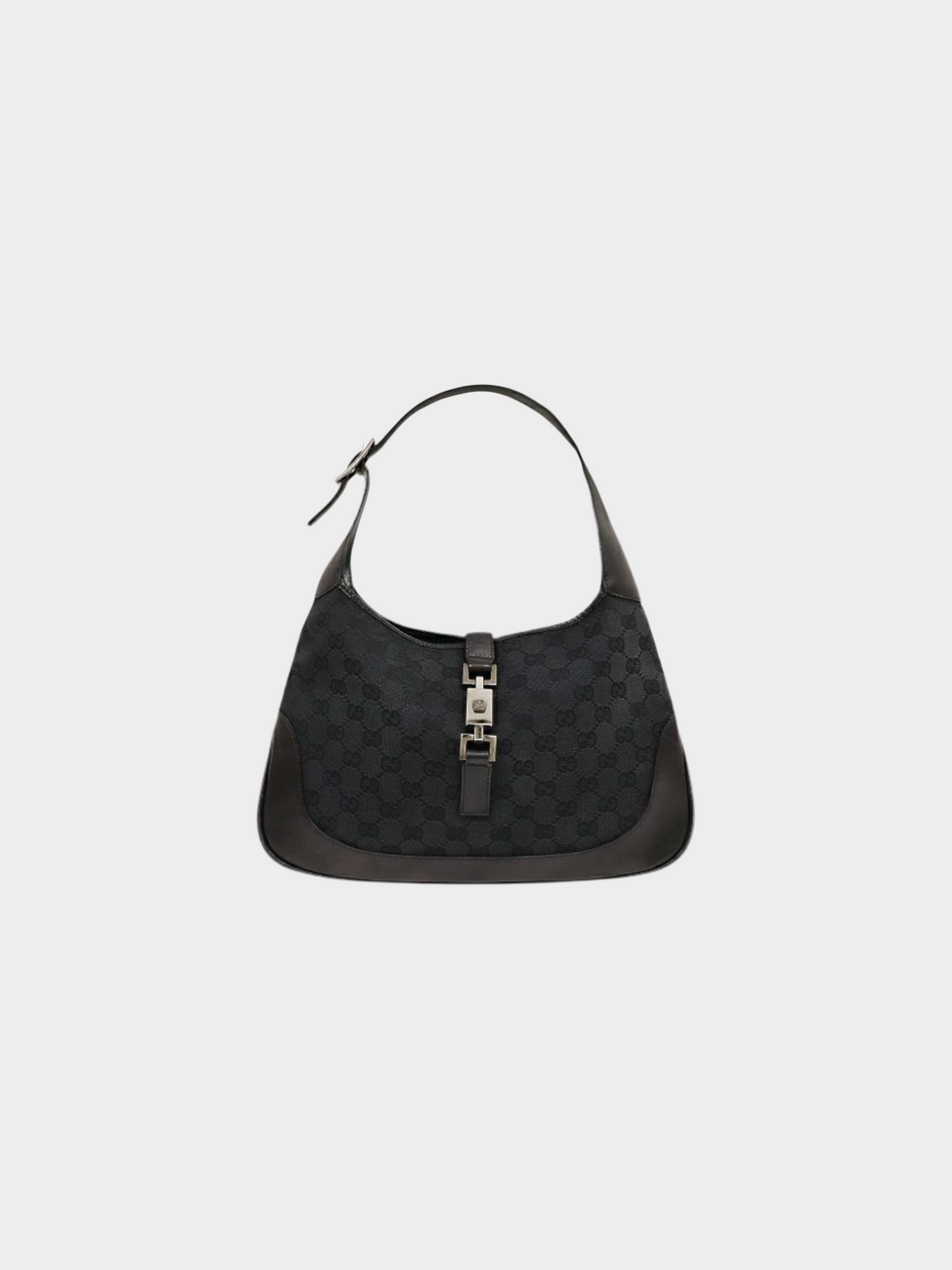 Gucci 2000s Black GG Canvas and Leather Jackie Shoulder Bag