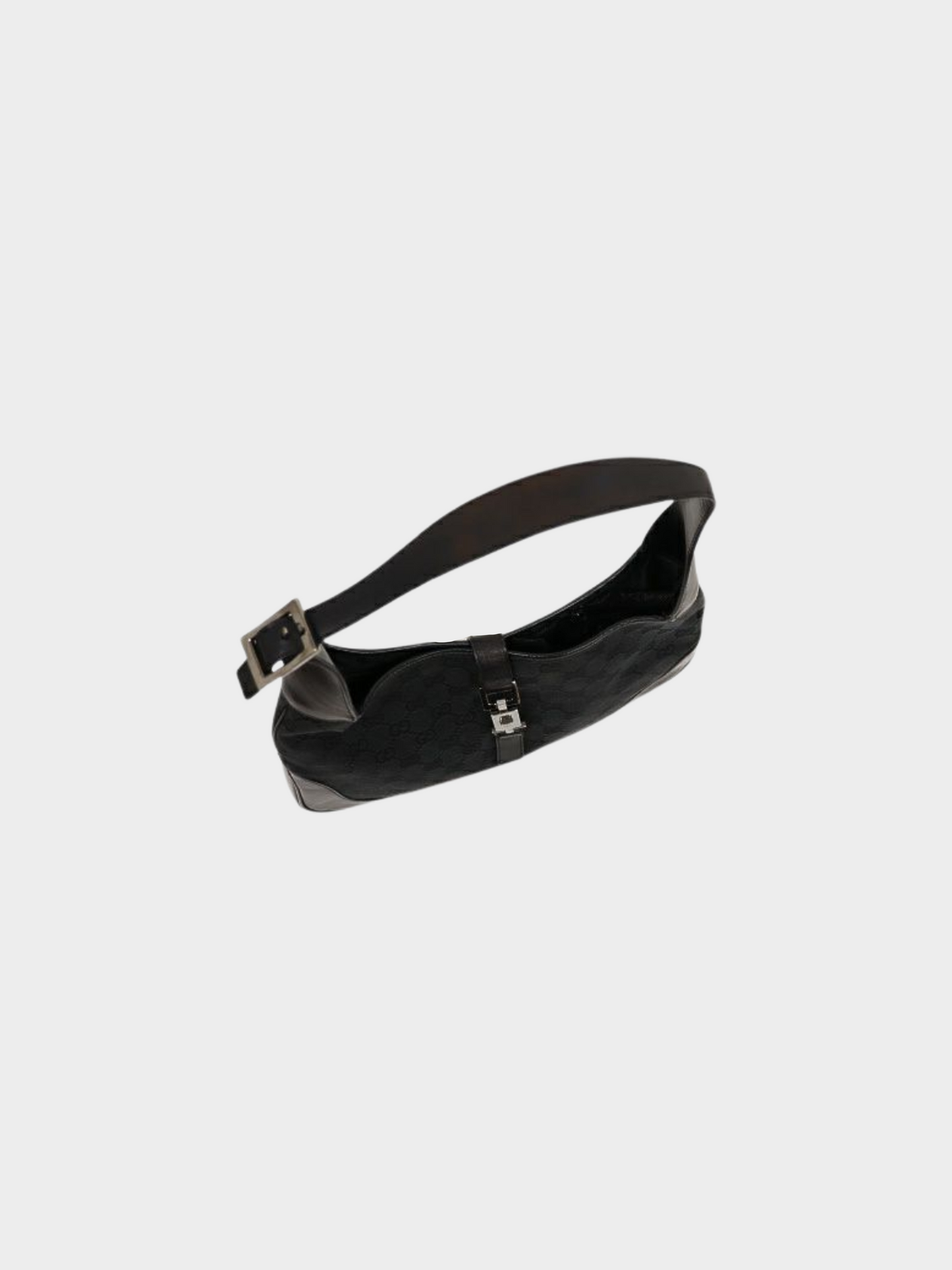 Gucci 2000s Black GG Canvas and Leather Jackie Shoulder Bag