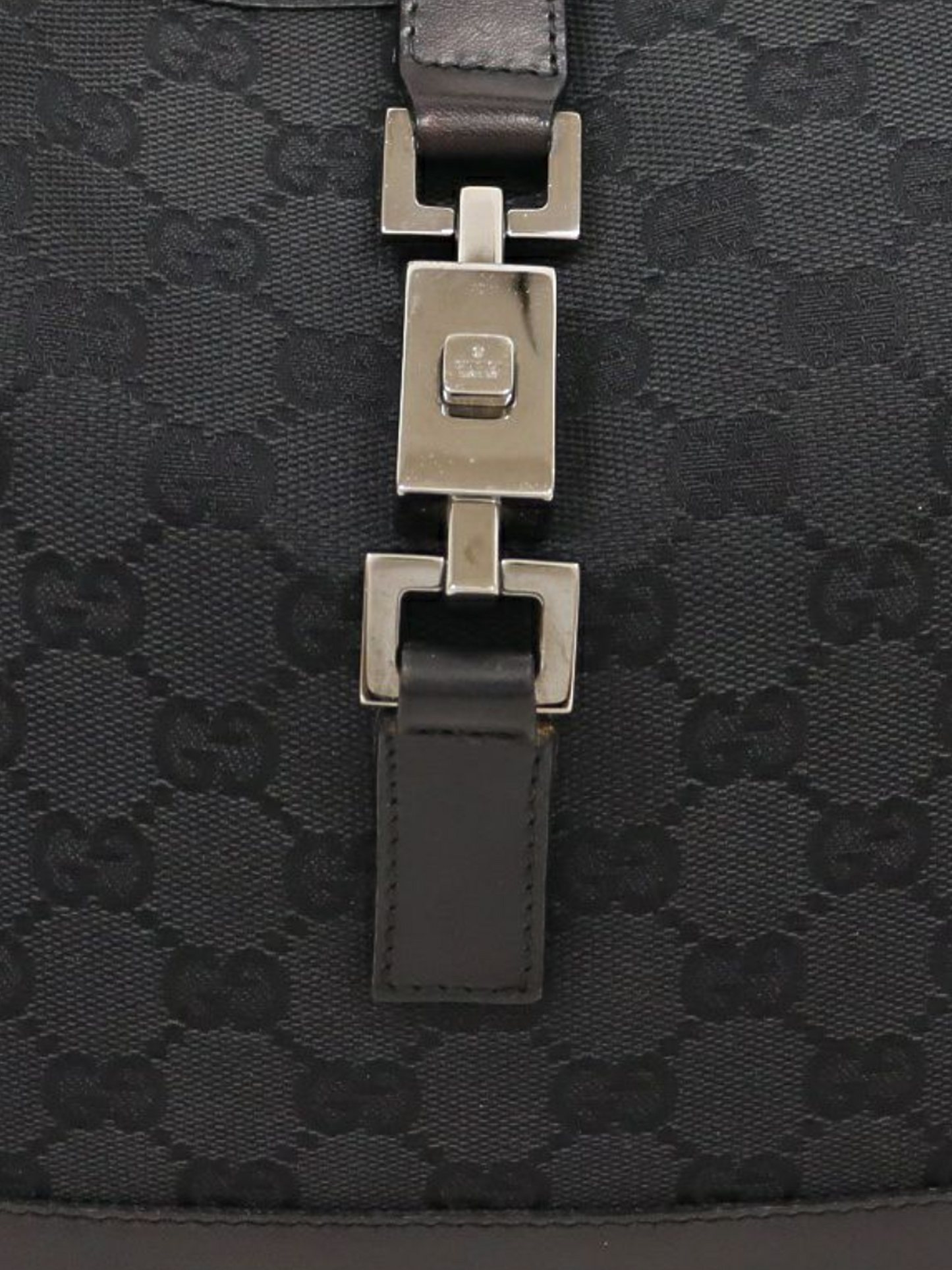 Gucci 2000s Black GG Canvas and Leather Jackie Shoulder Bag