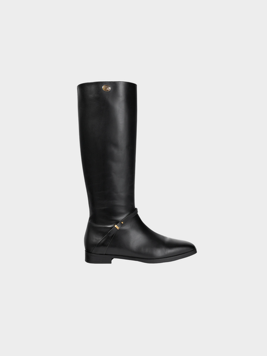 Gucci 2020s Rosie Black Elite Calf Leather Riding Boots