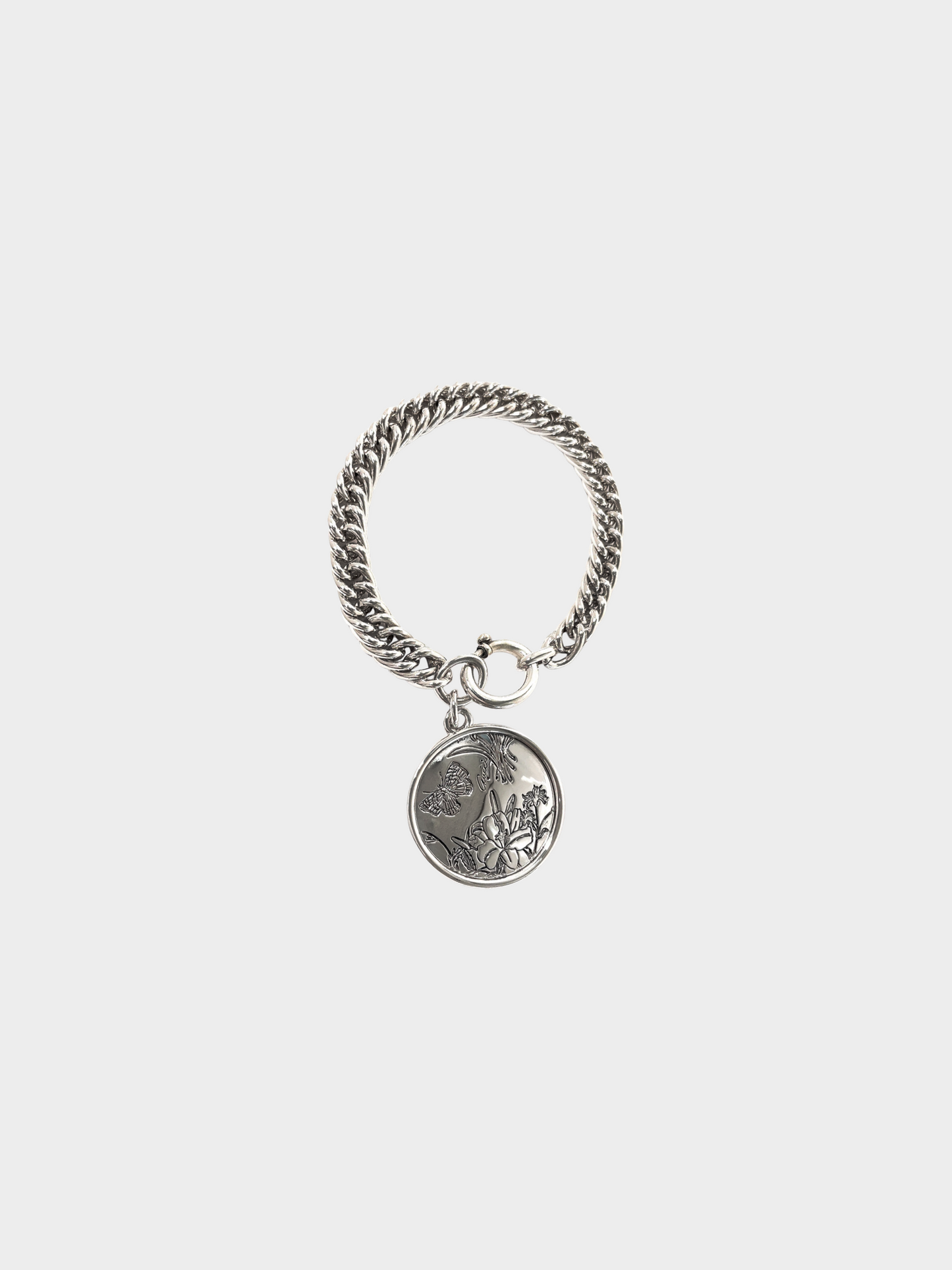 Gucci 2000s Silver Flora Charm Bracelet