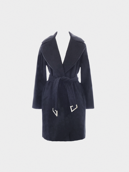 Gucci Early 2000s Black G Logo Belted Coat
