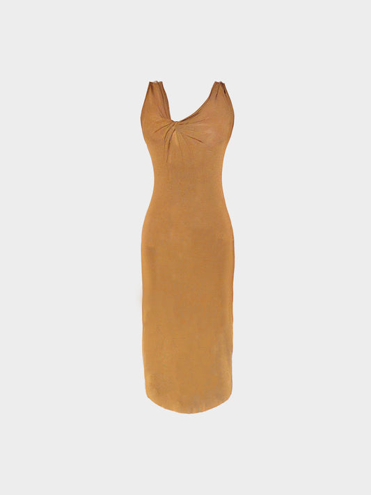 Gucci 2012 Bronze Viscose Sleeveless Knitted Dress