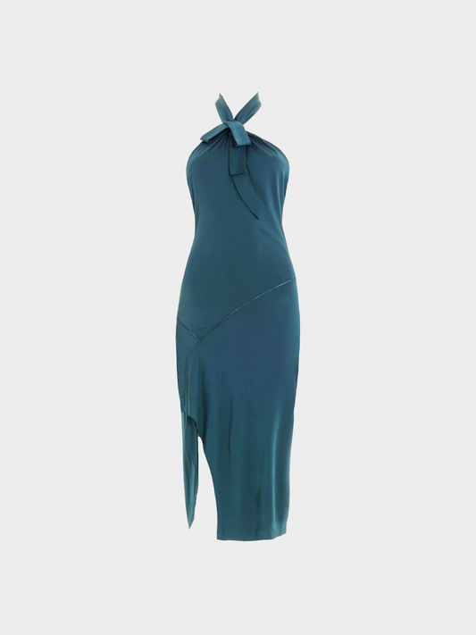 Gucci by Alessandra Facchinetti FW 2005 Green Lycra Halter Cocktail Dress
