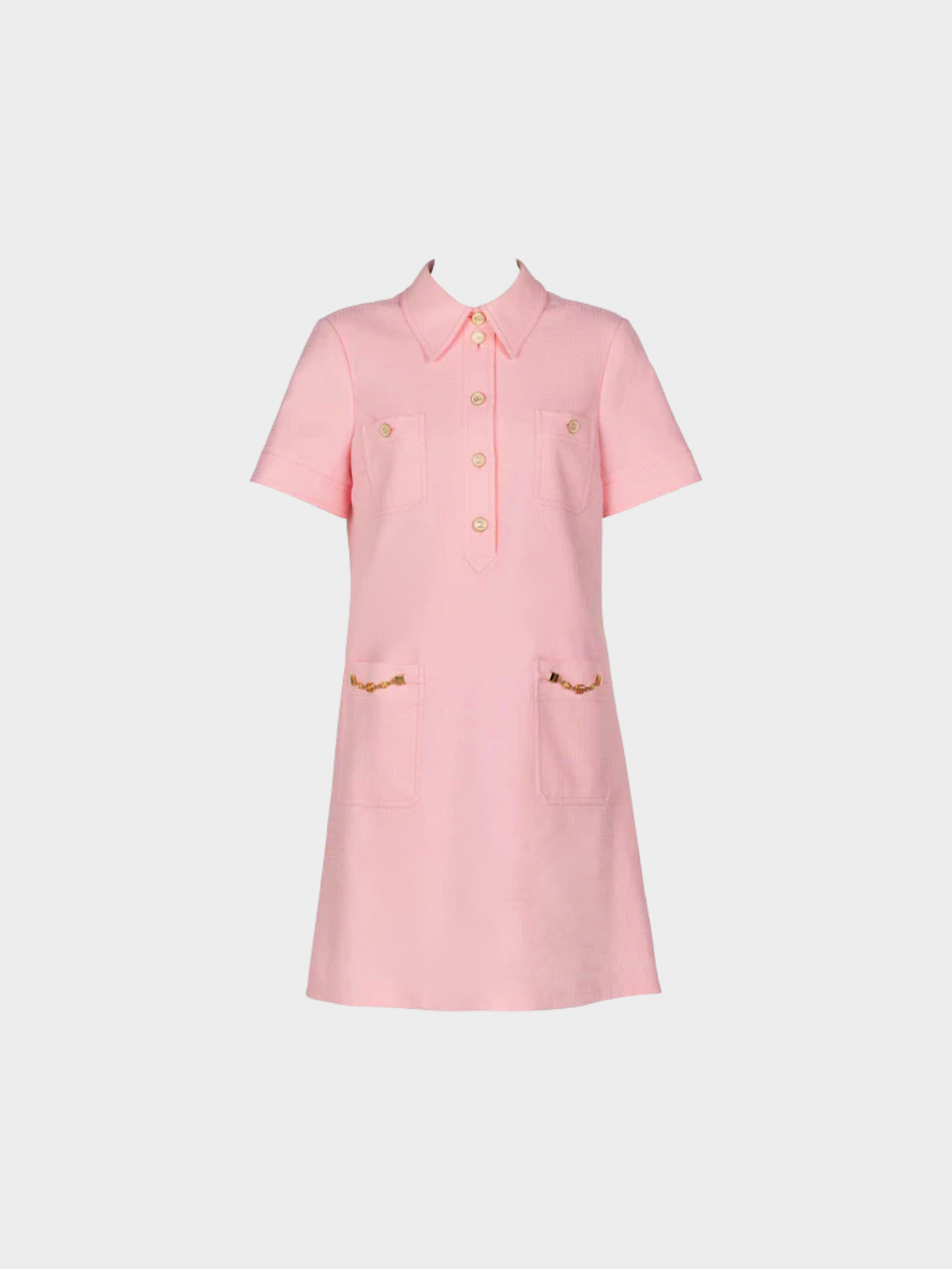 Gucci 2021 Pink Textured Chain Trim Mini Dress