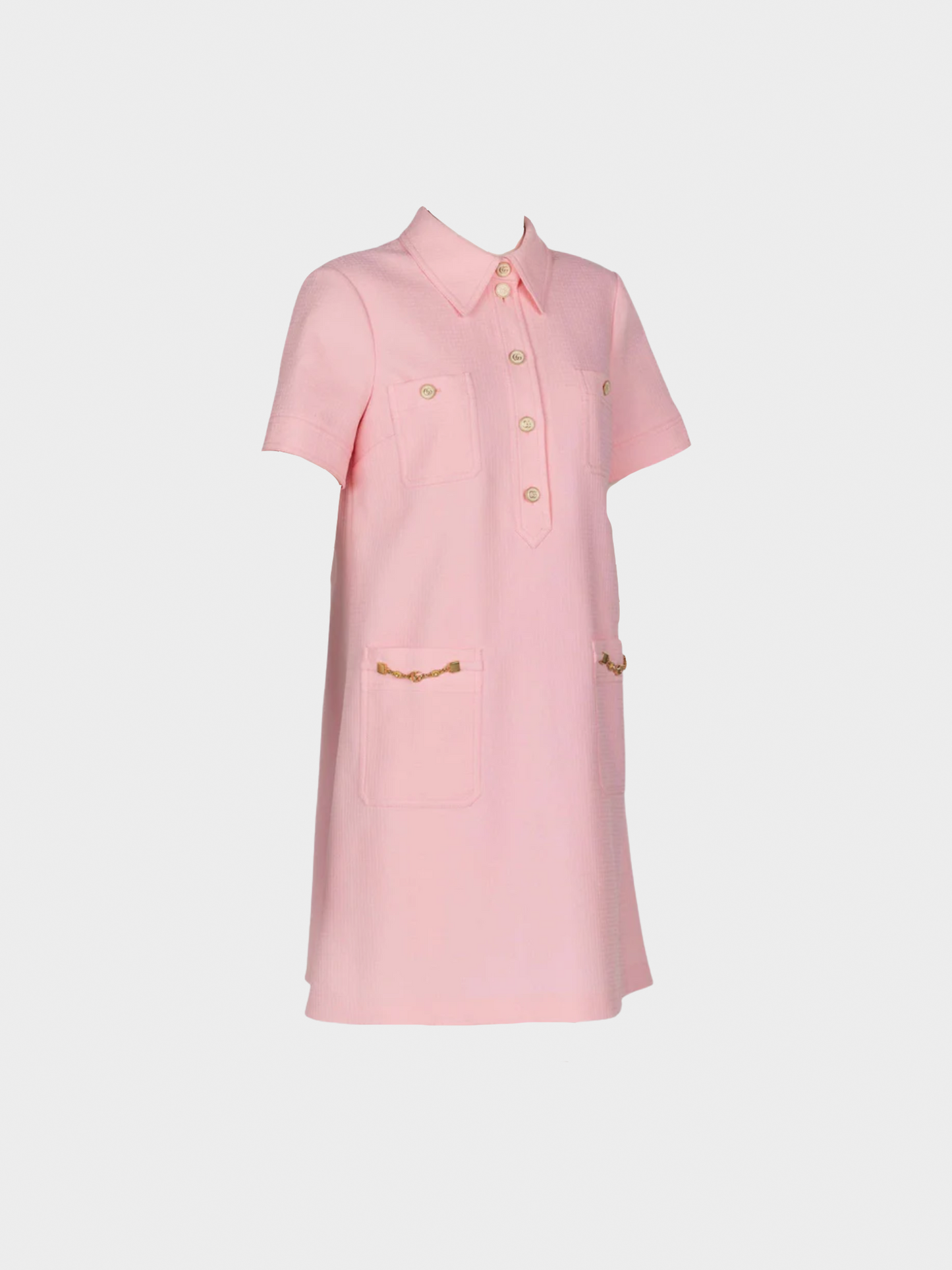 Gucci 2021 Pink Textured Chain Trim Mini Dress