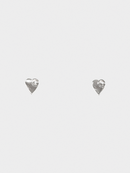 Gucci 2000s Silver Heart Stud Earrings