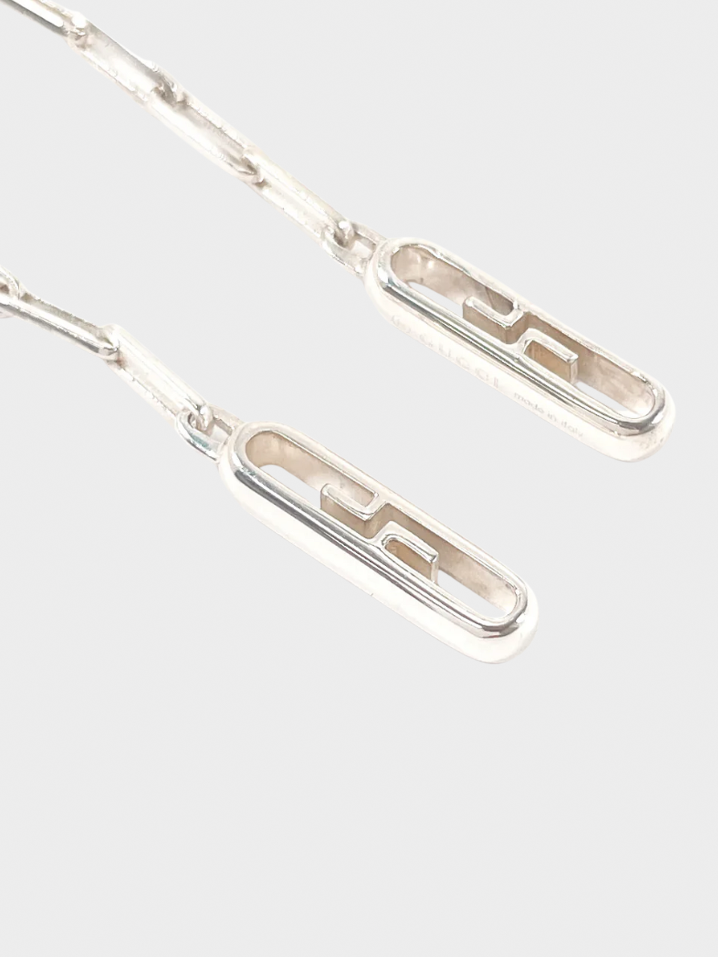 Gucci 2000s GG Logo Silver Earrings